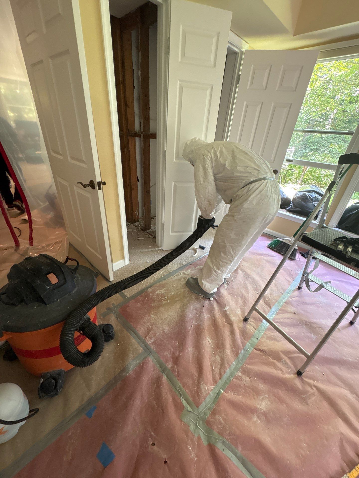 Continued mold remediation treatment in McLean, addressing affected areas with antimicrobial application and drying measures.