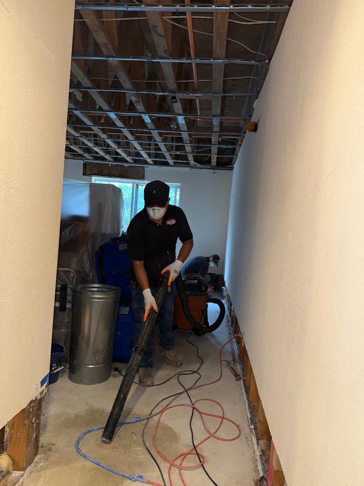 Ceiling repair completion and final structural drying verification in Manassas water damage restoration.