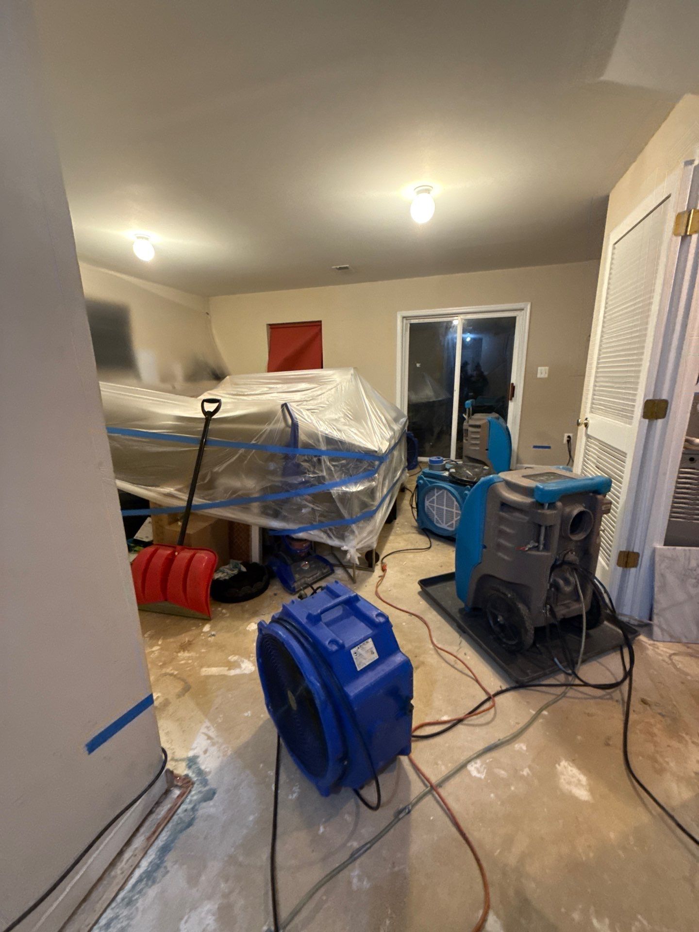Water extraction and moisture mapping during remediation work.