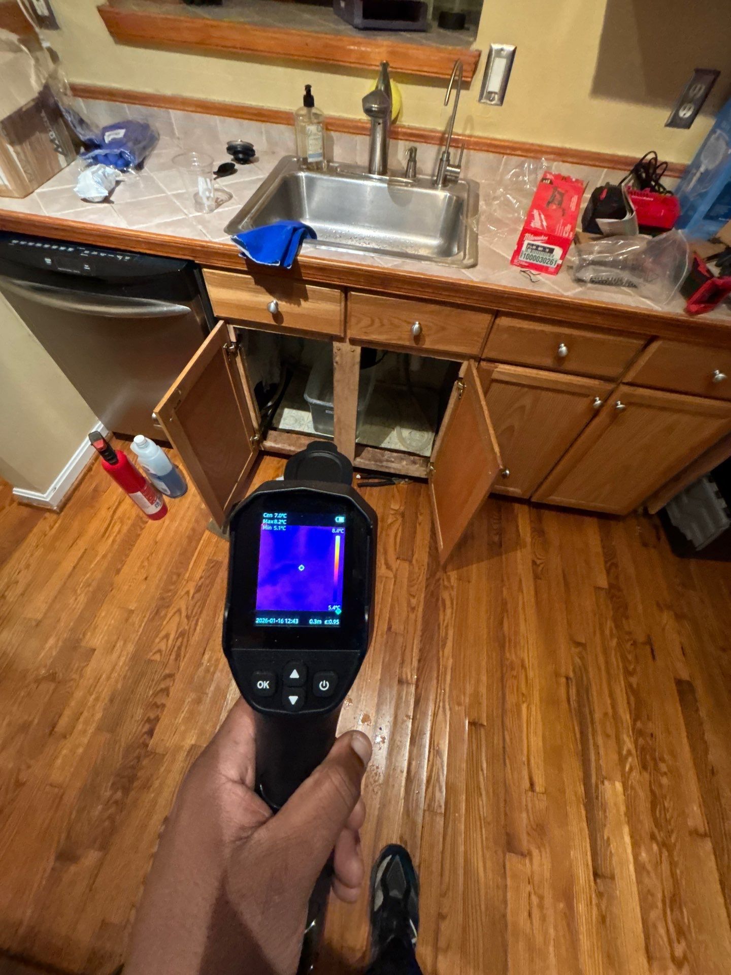 Sanitization and final inspection phase of water damage restoration, structural drying equipment removal in Reston.