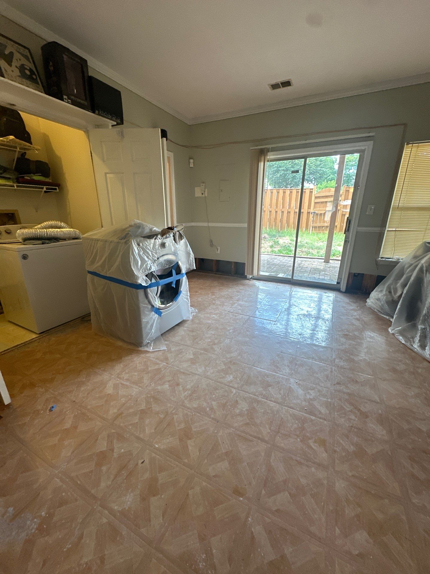 Replaced baseboards and sanitized surfaces following completion of Centreville water damage restoration.