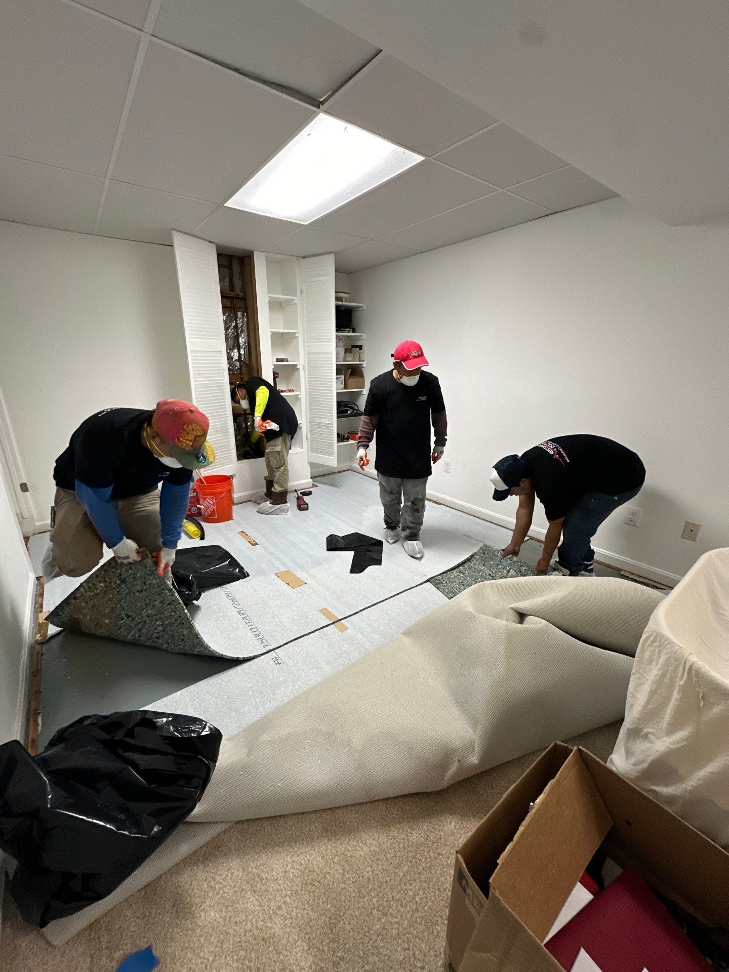 Flooring area cleared and dried following water damage restoration completion in Herndon.