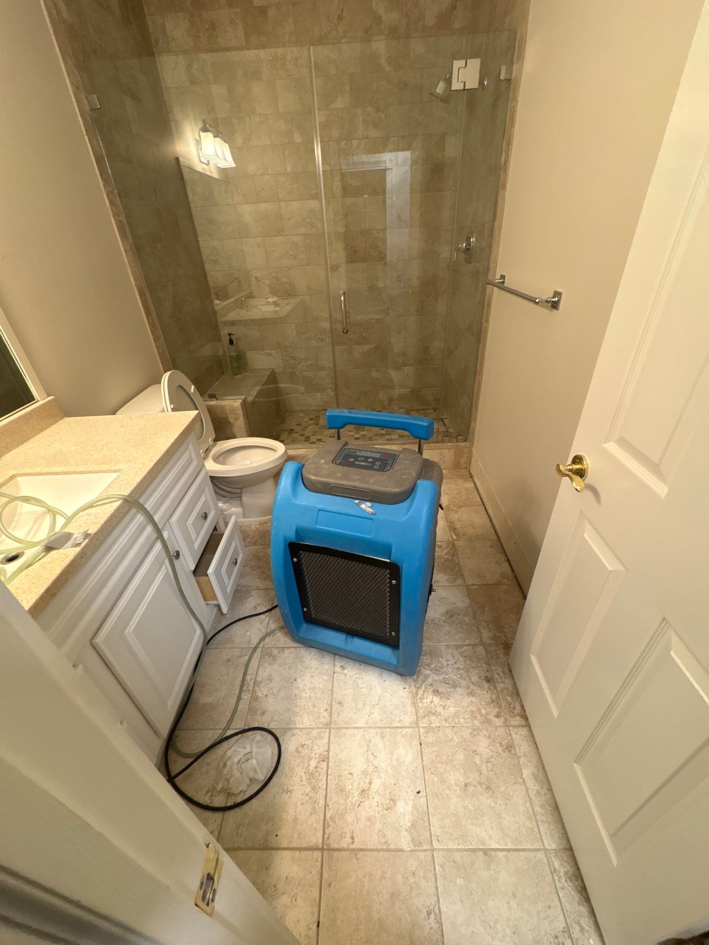Completed wall replacement and structural restoration following water damage extraction and drying in McLean.