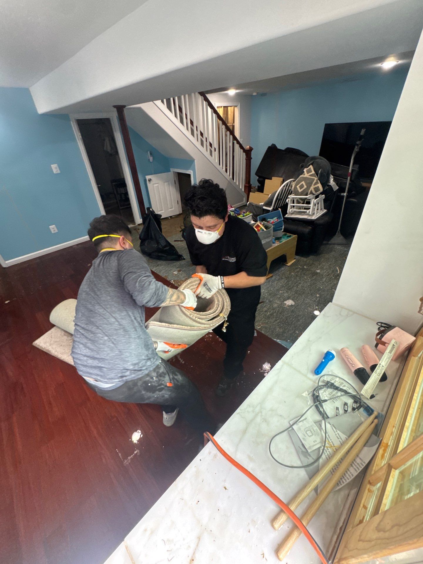 Structural surfaces being monitored and treated as part of the mold remediation scope in Dunn Loring.