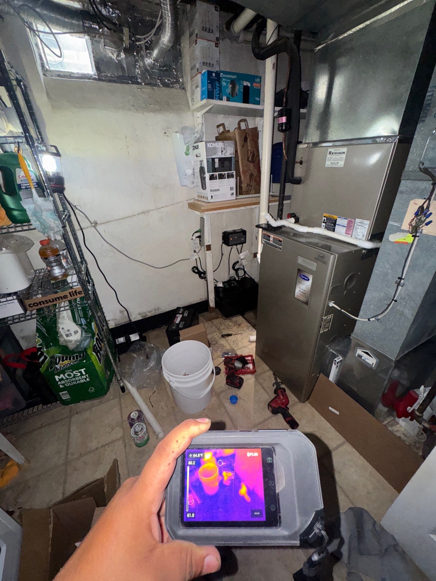 Structural drying equipment positioned to remove moisture from walls and framing during mid-stage restoration.