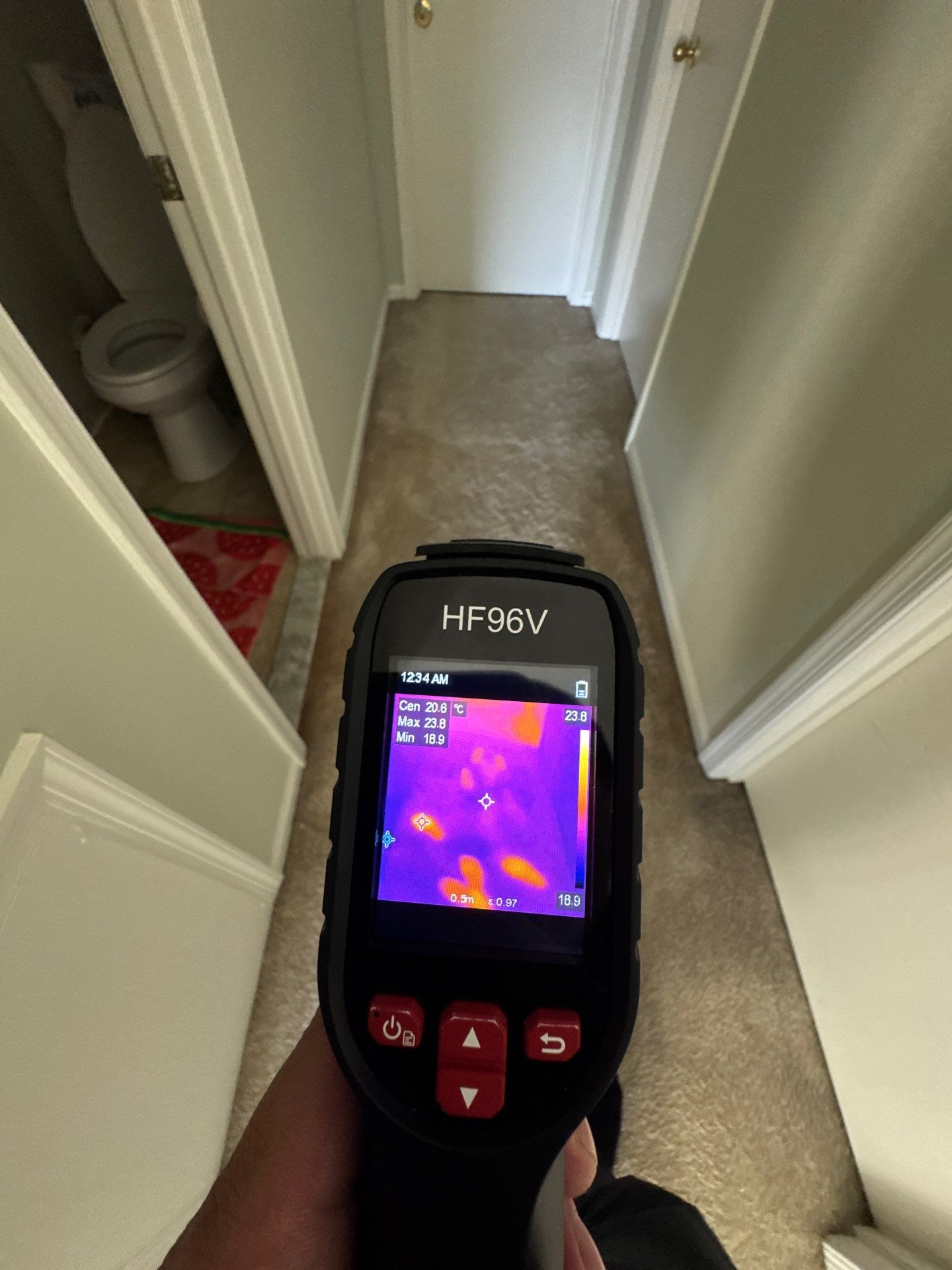 Final moisture verification showing structural drying progress after mold remediation completion.