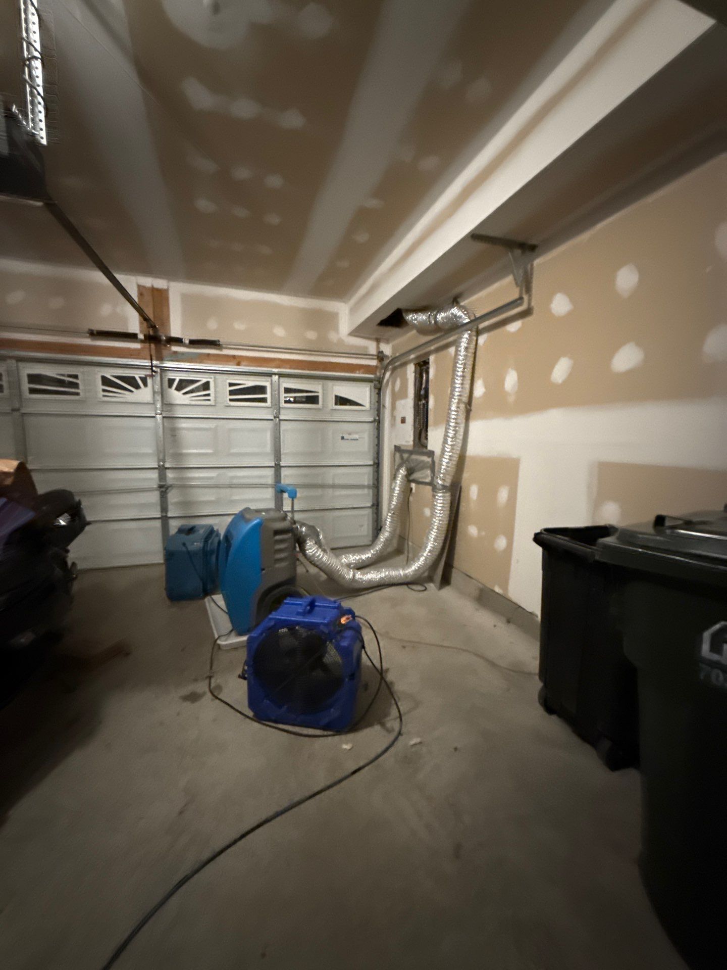 Mold remediation drying cycle nearing completion, with dehumidifiers confirming structural moisture levels have reached acceptable ranges.
