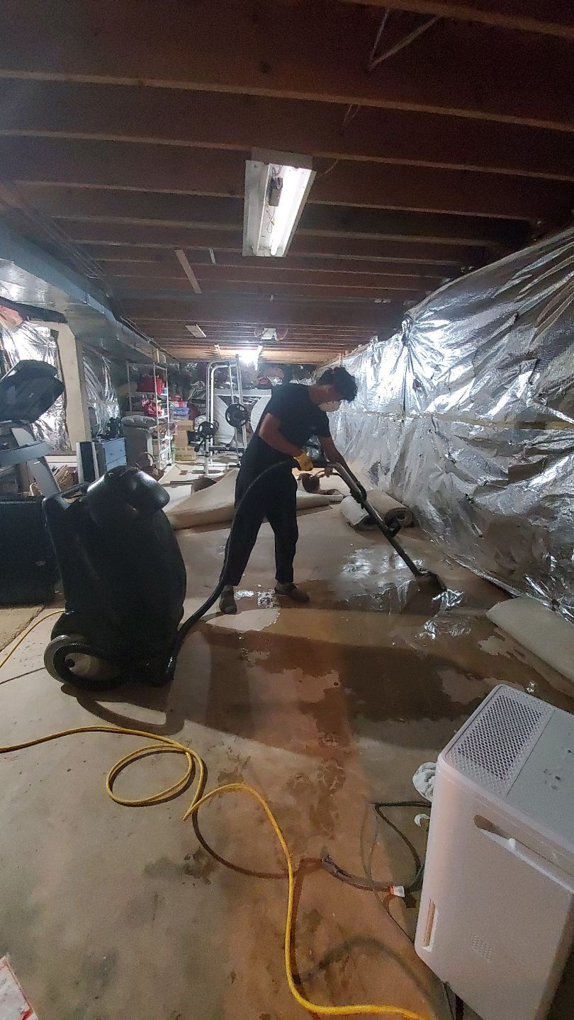 Mid-stage drying progress with continued moisture monitoring and equipment adjustment.