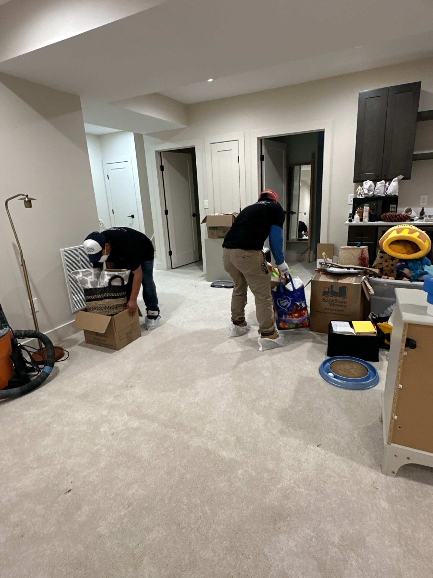 Continued dehumidification and structural drying process in Alexandria water damage restoration work.