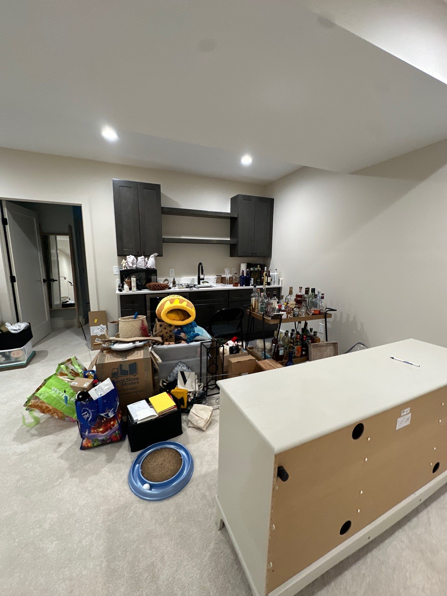 Final-stage structural drying with dehumidification complete, flooring and carpet restoration finished in Alexandria.