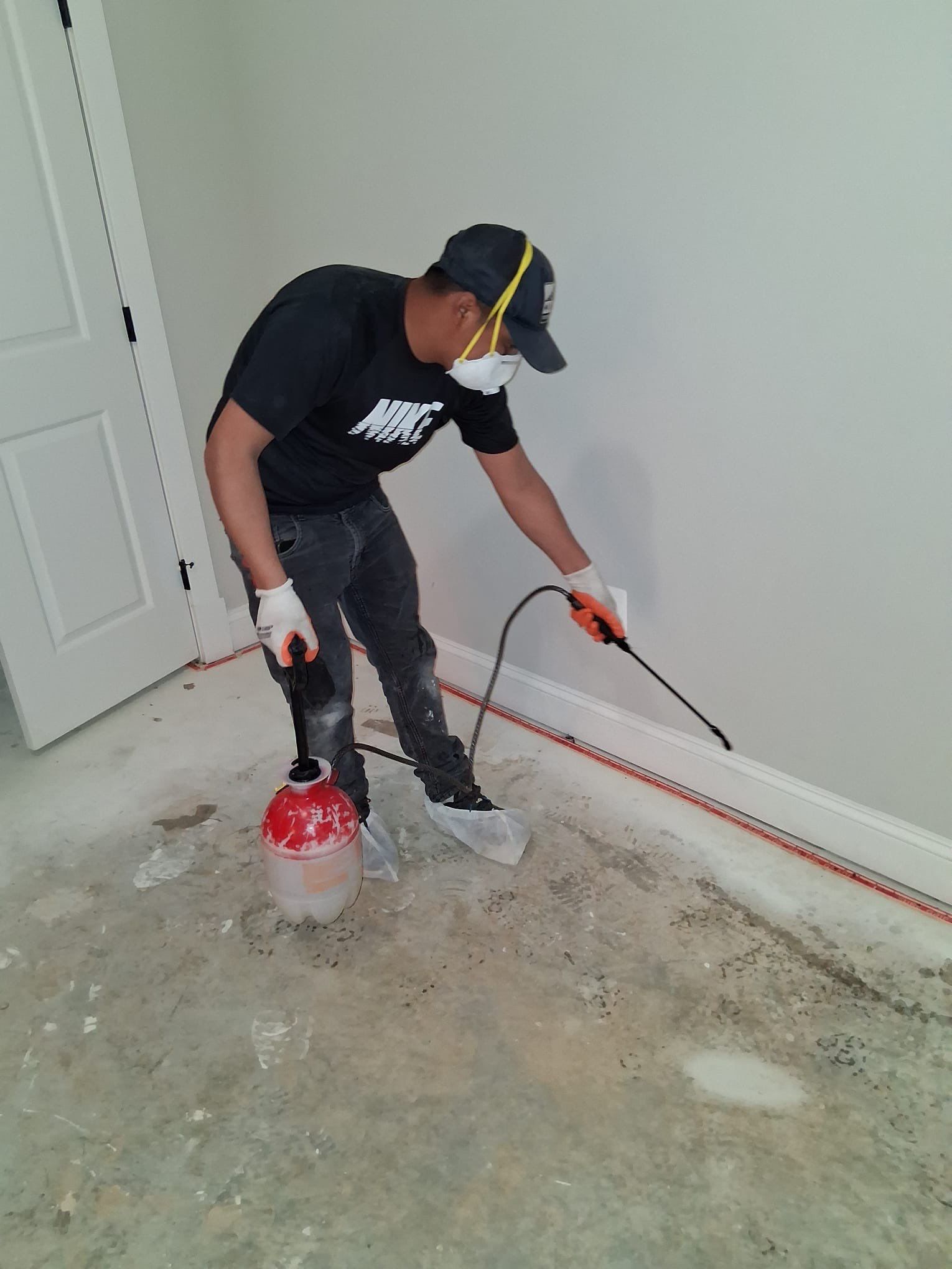 Replacement wall installation progressing during Church water damage restoration.