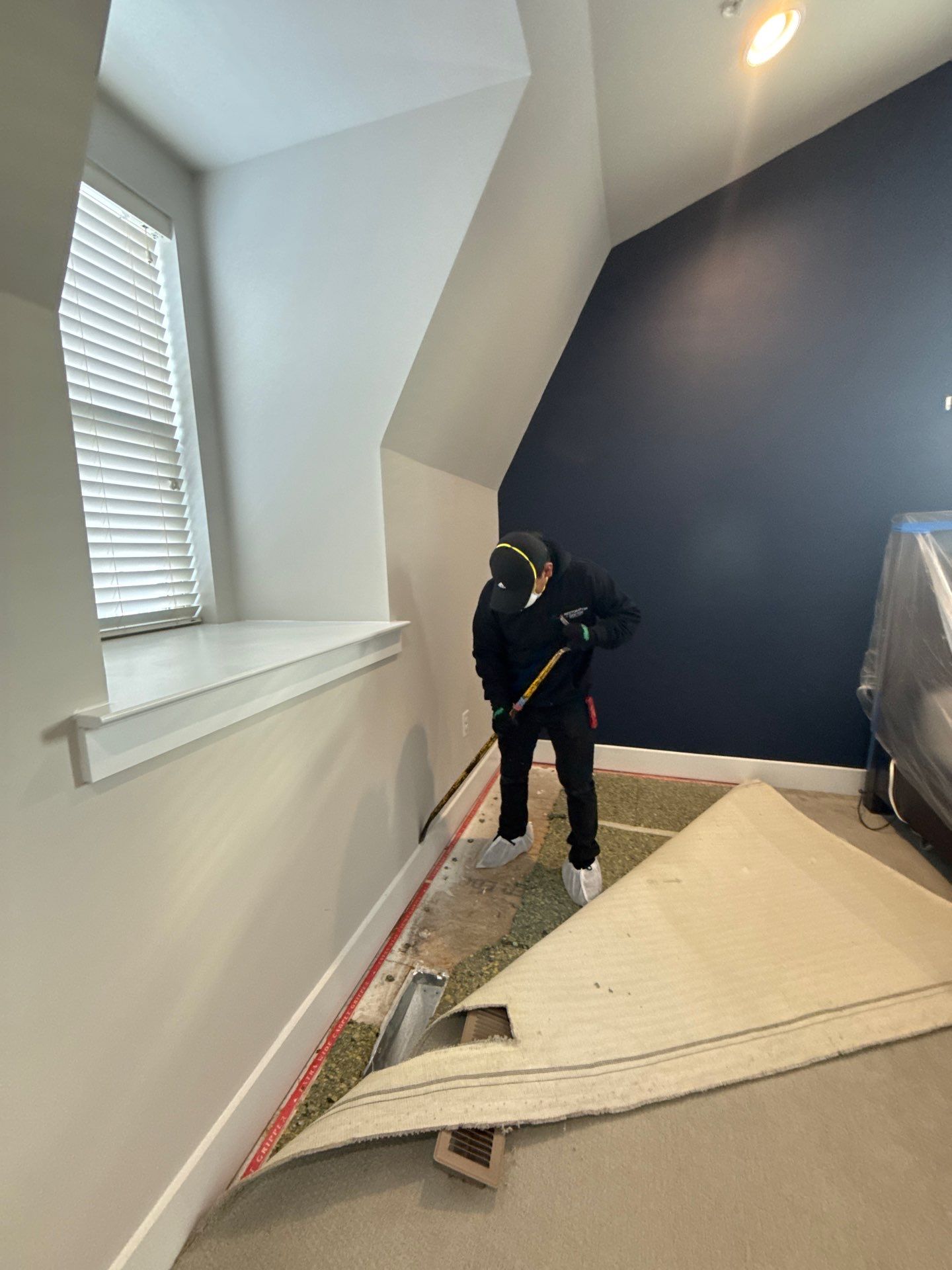 Containment and drying setup during Arlington mold remediation, with equipment staged for active moisture removal.