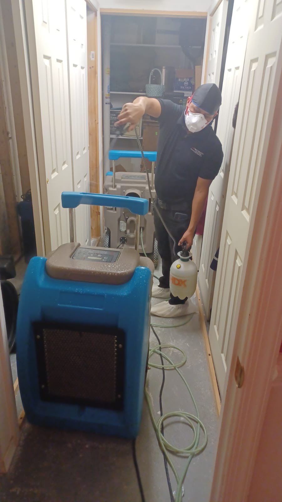 Final-stage water damage restoration in Fairfax Station with sanitizing and equipment removal complete.