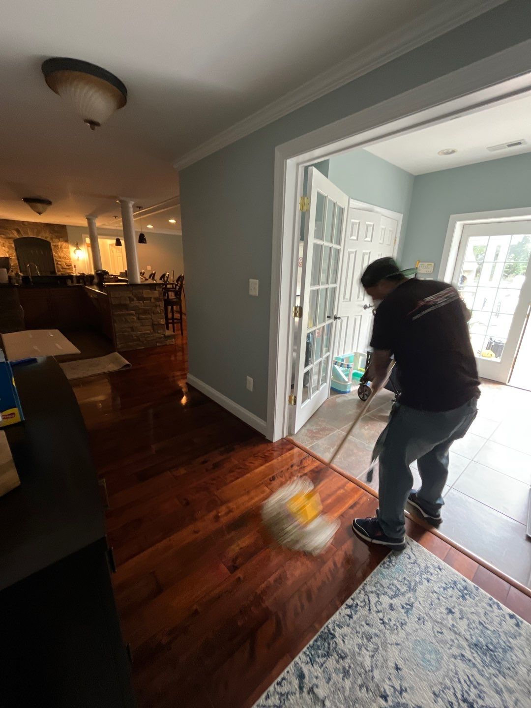 Restored basement with materials removed and surfaces dried following water damage restoration.