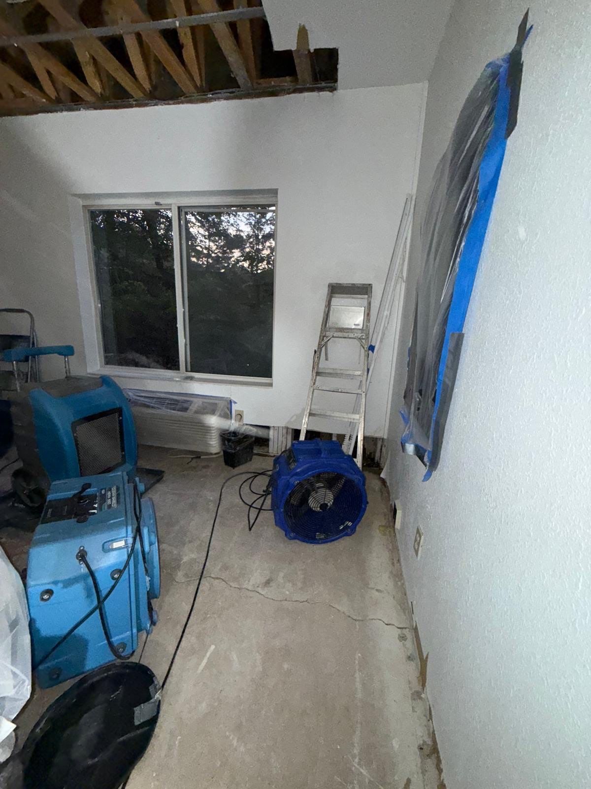 Technician documenting thermal readings across affected ceiling area during Springfield water damage evaluation.