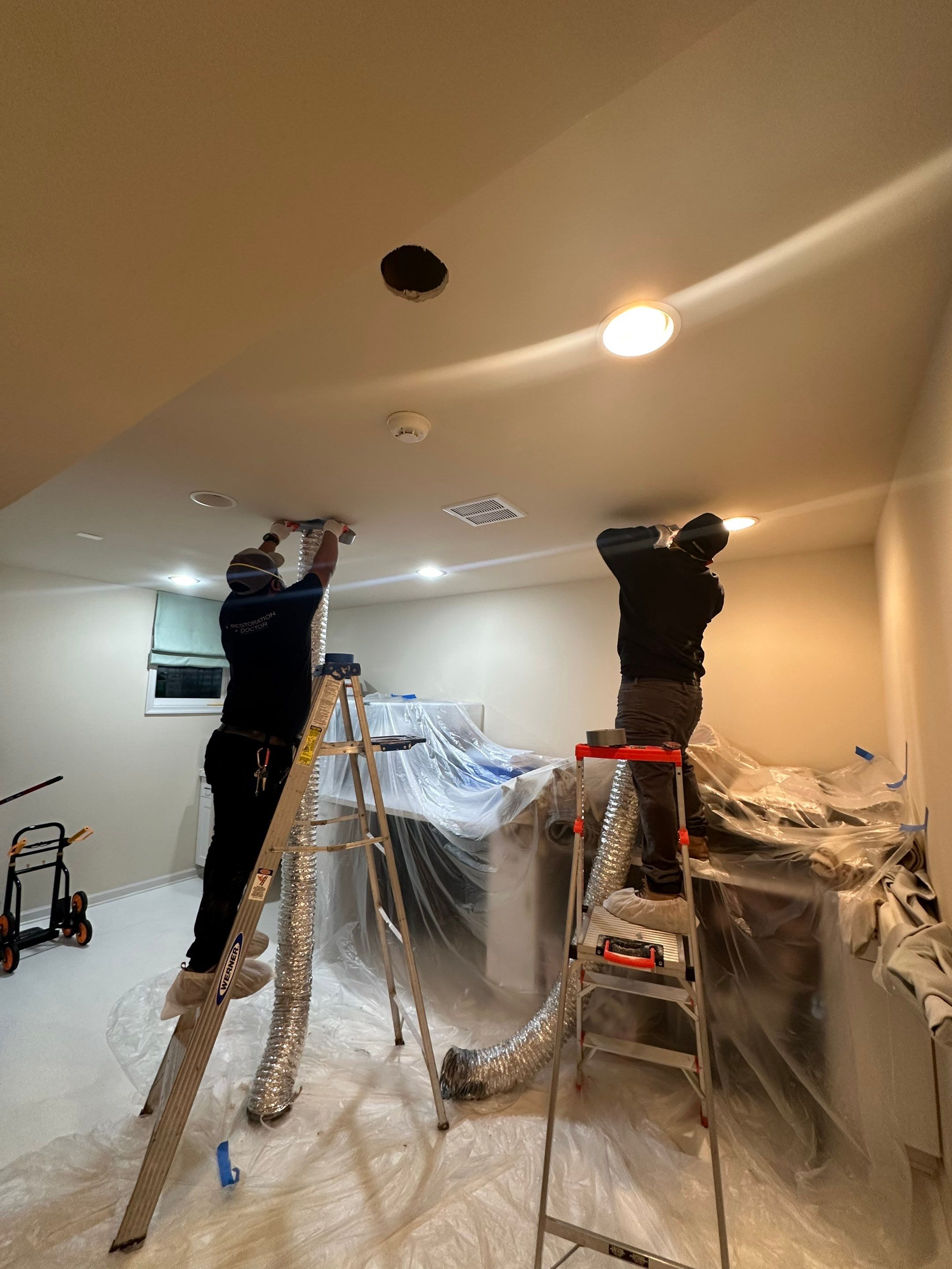 Final thermal inspection confirming moisture remediation and drying completion in Fairfax home.