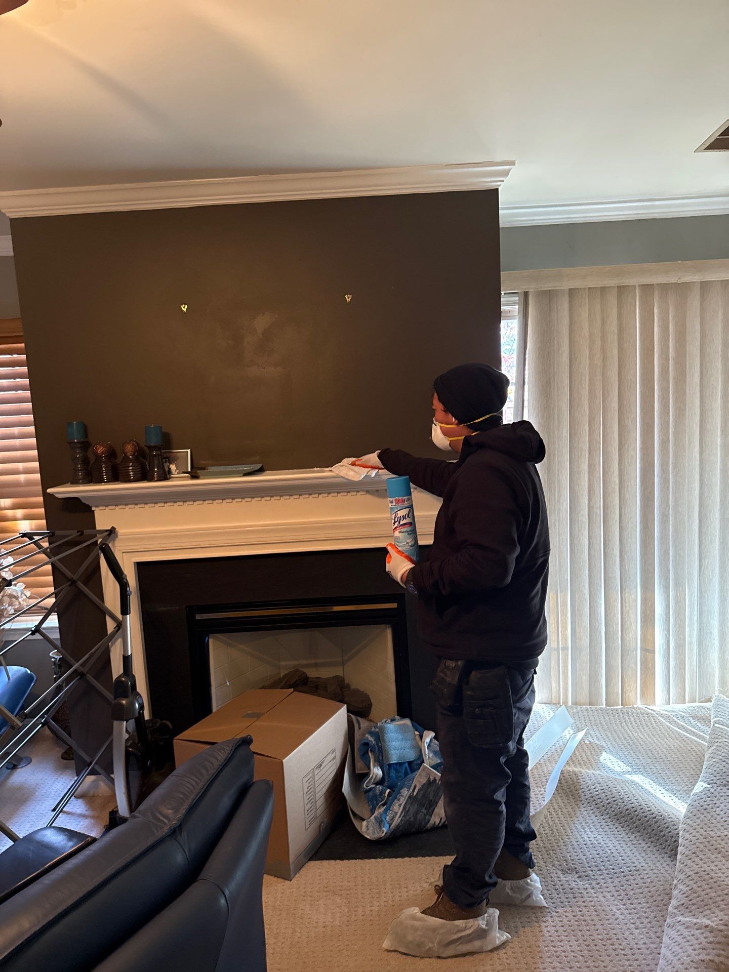 Completed mold remediation in Manassas showing reinstalled baseboards and sealed wall assembly.