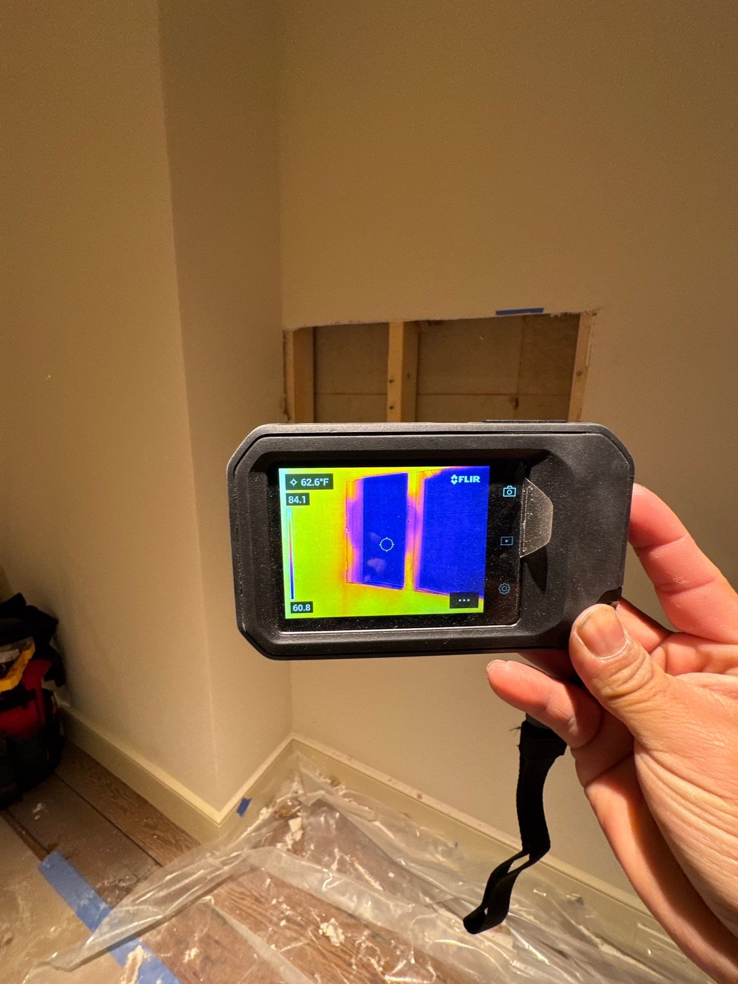 Drying phase with dehumidifiers and air movers running continuously.