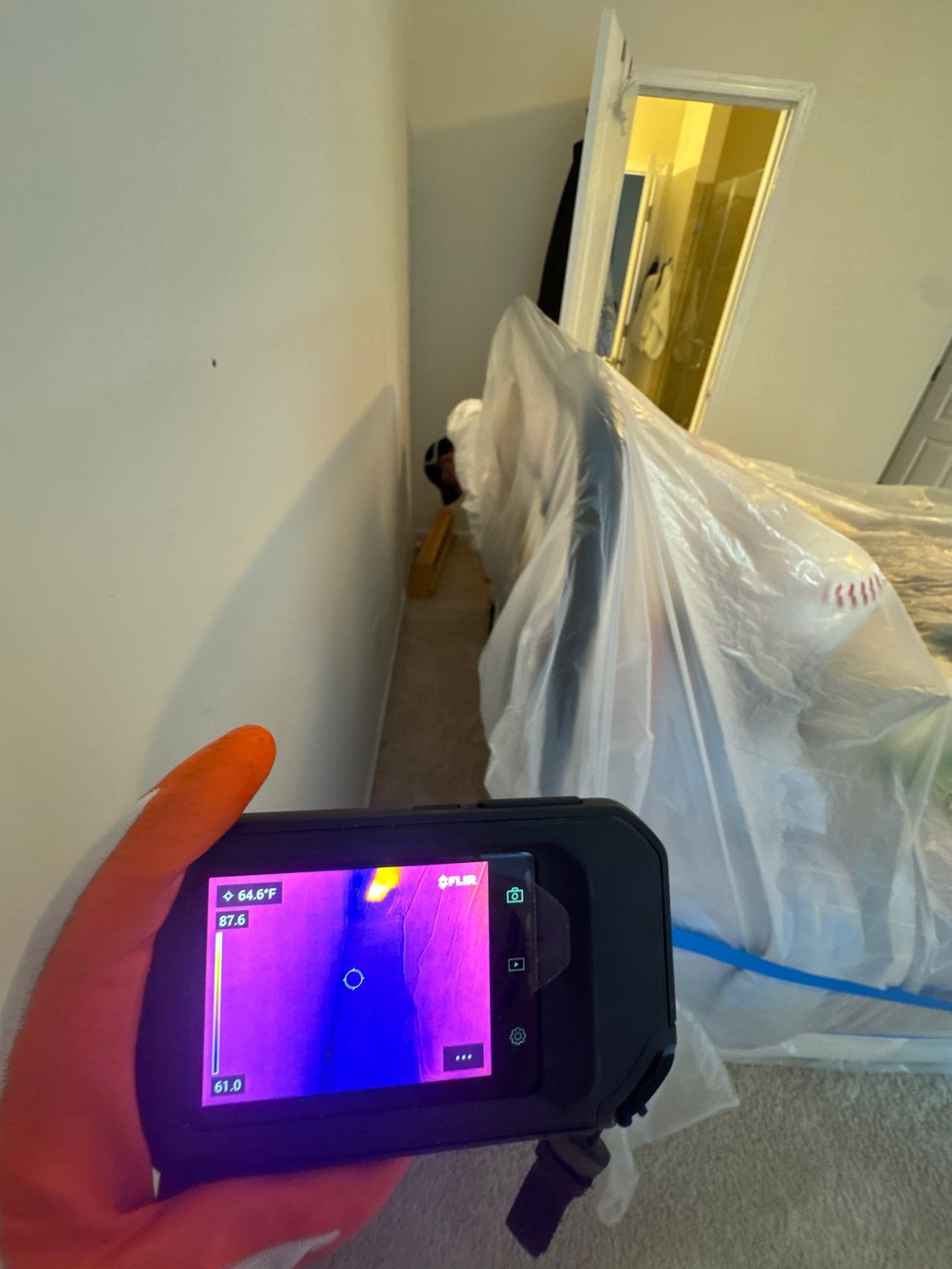 Final moisture mapping verification ensuring drying objectives met before sanitization.