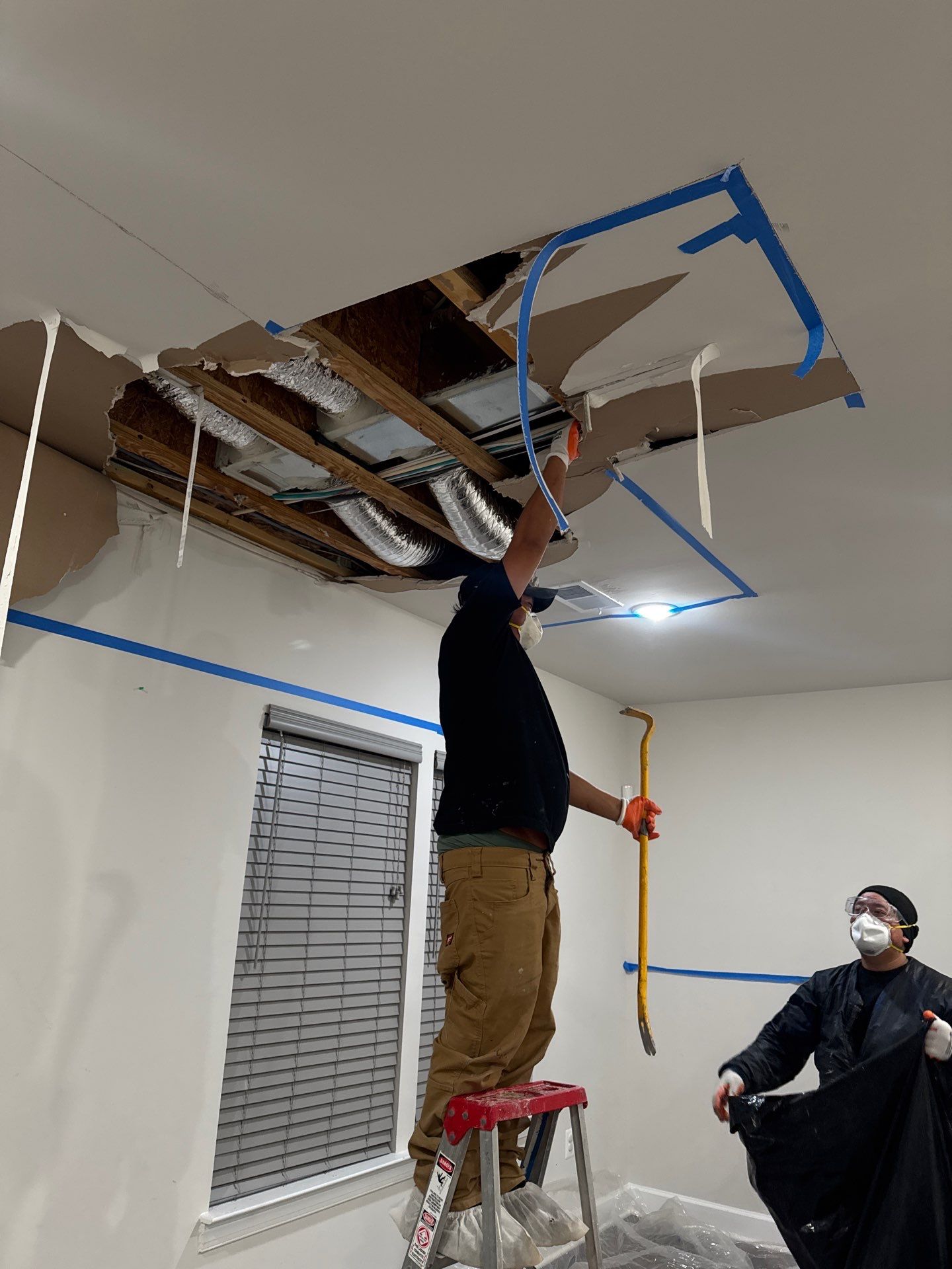 Restored ceiling and flooring following completion of Manassas water damage remediation work.