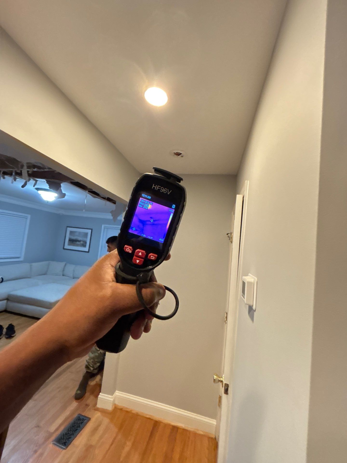 Repaired ceiling with new drywall and finish, restored to serviceable condition in Alexandria.