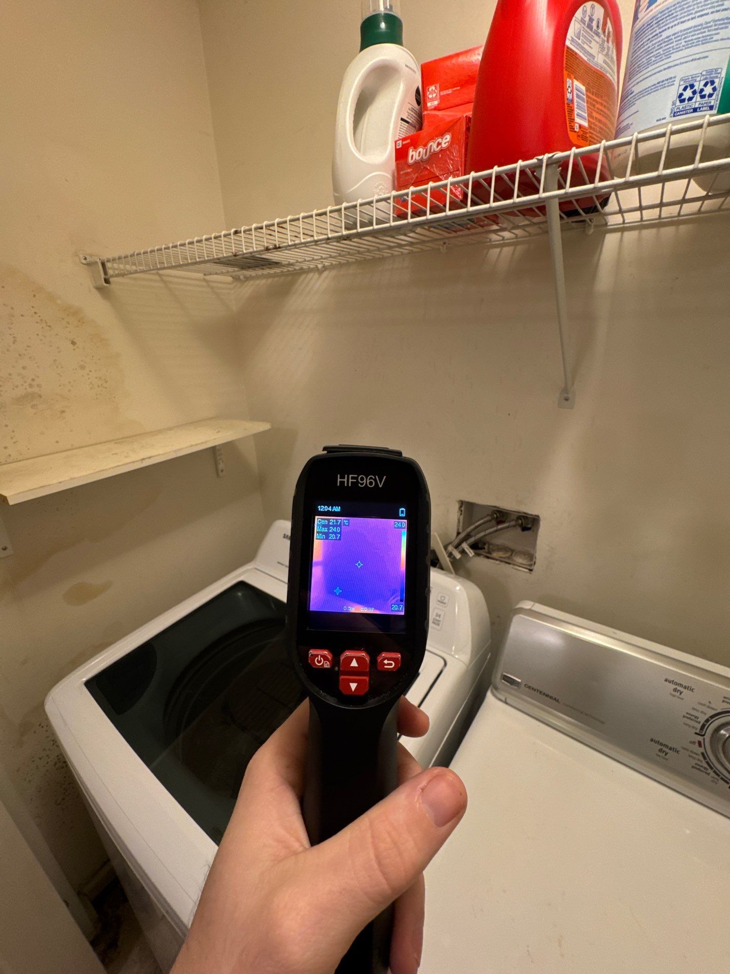 Final verification of moisture levels after mold remediation completion.