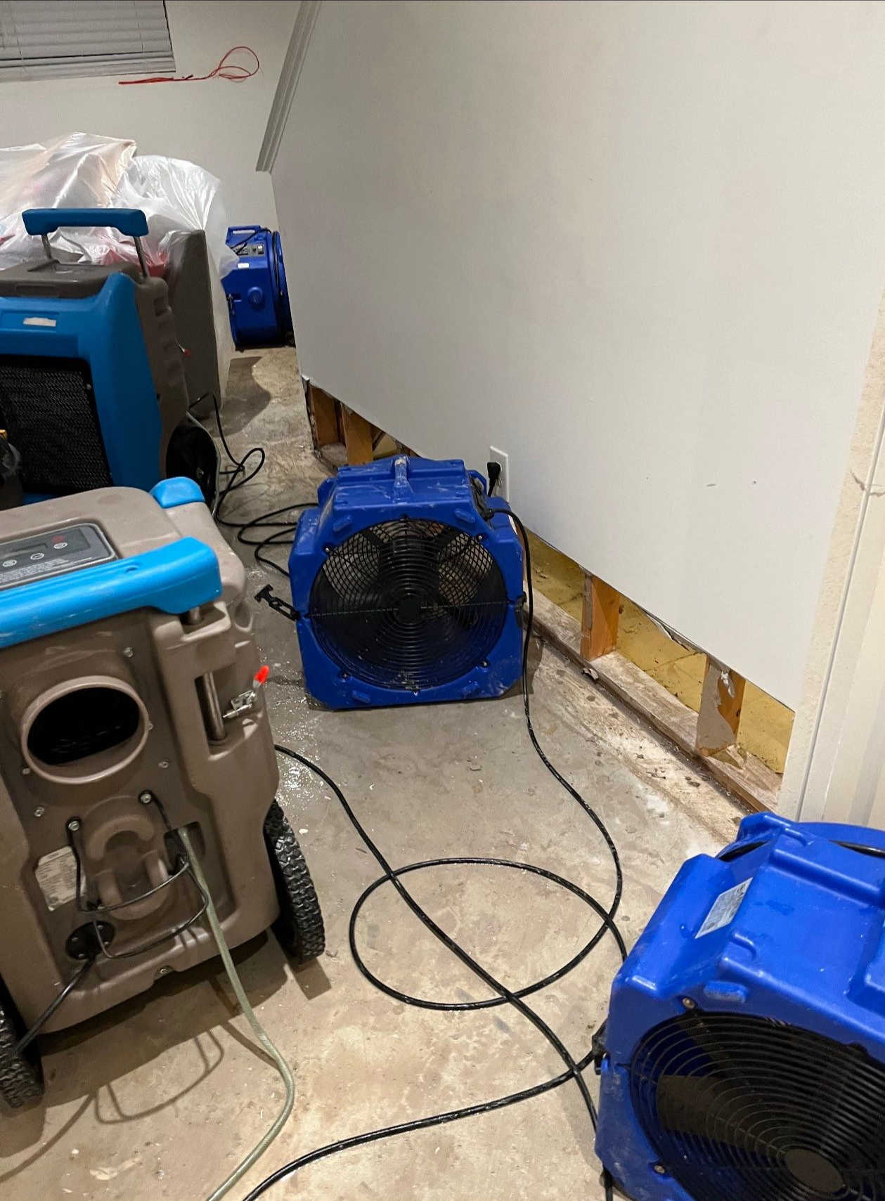 Final structural drying phase complete, equipment removed and affected areas restored to normal moisture levels.