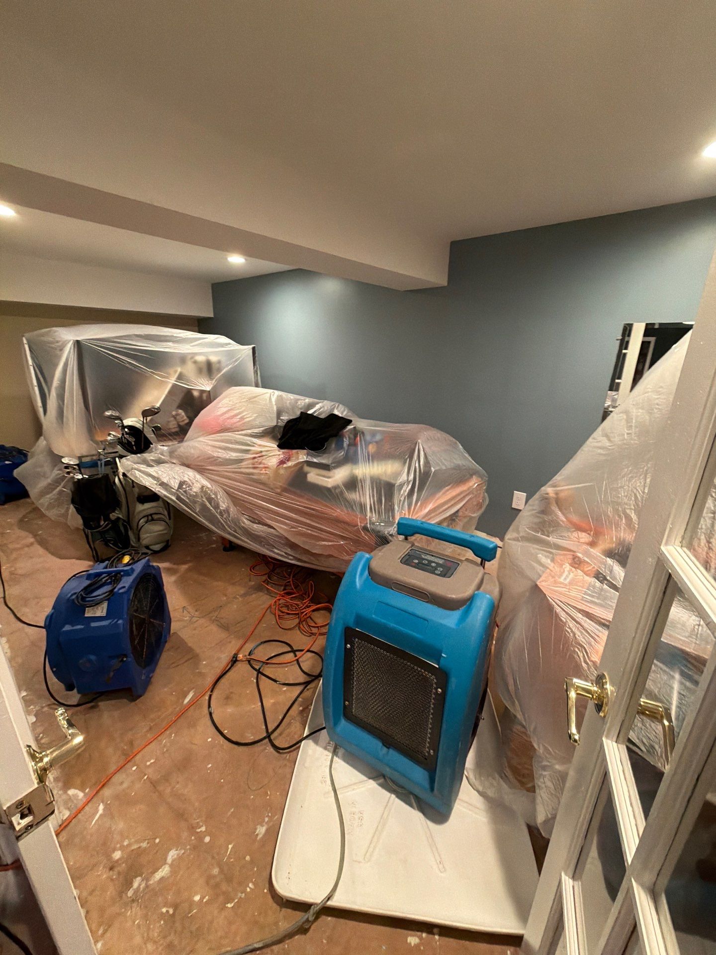 Prepared substrate ready for new wall installation in Vienna water restoration.