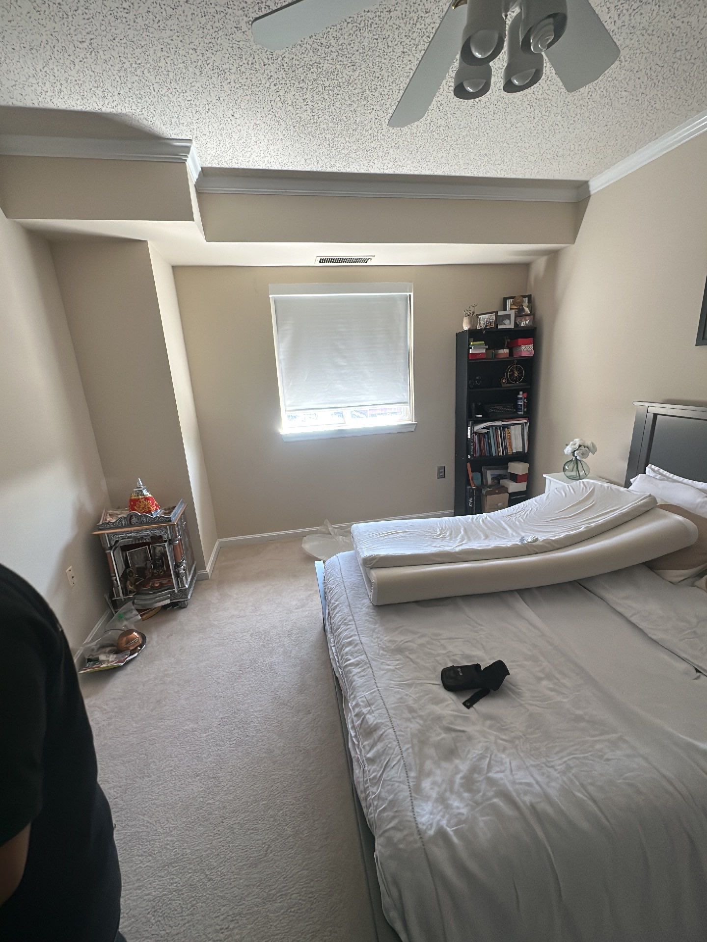 Thermal imaging reveals moisture distribution across ceiling cavity during Arlington water damage assessment.