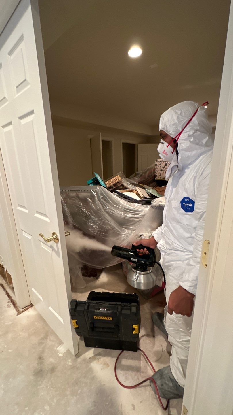 Final-stage water damage restoration in Leesburg, equipment removal and structural verification complete.