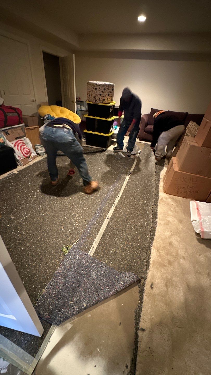 Final inspection of dried materials confirming completion of Leesburg water restoration work.