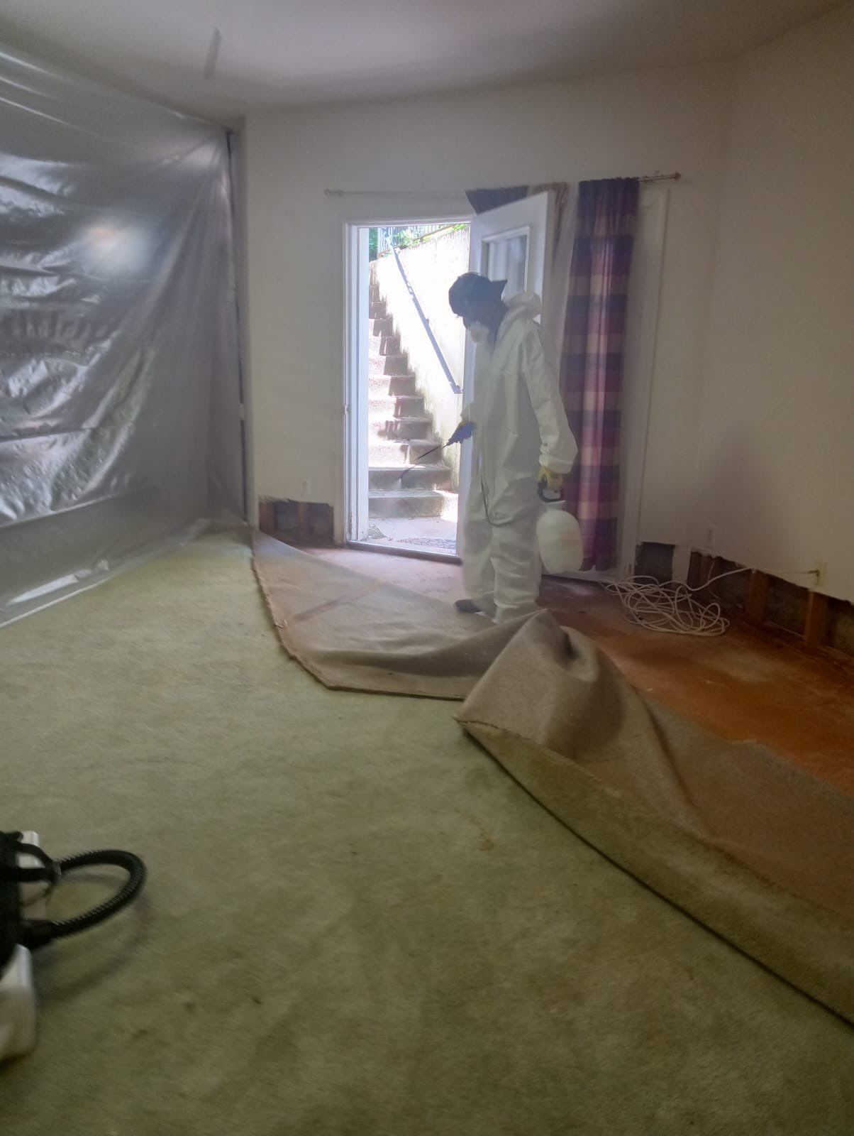 Thermal imaging reveals moisture distribution across wall cavity during water damage assessment in Reston.
