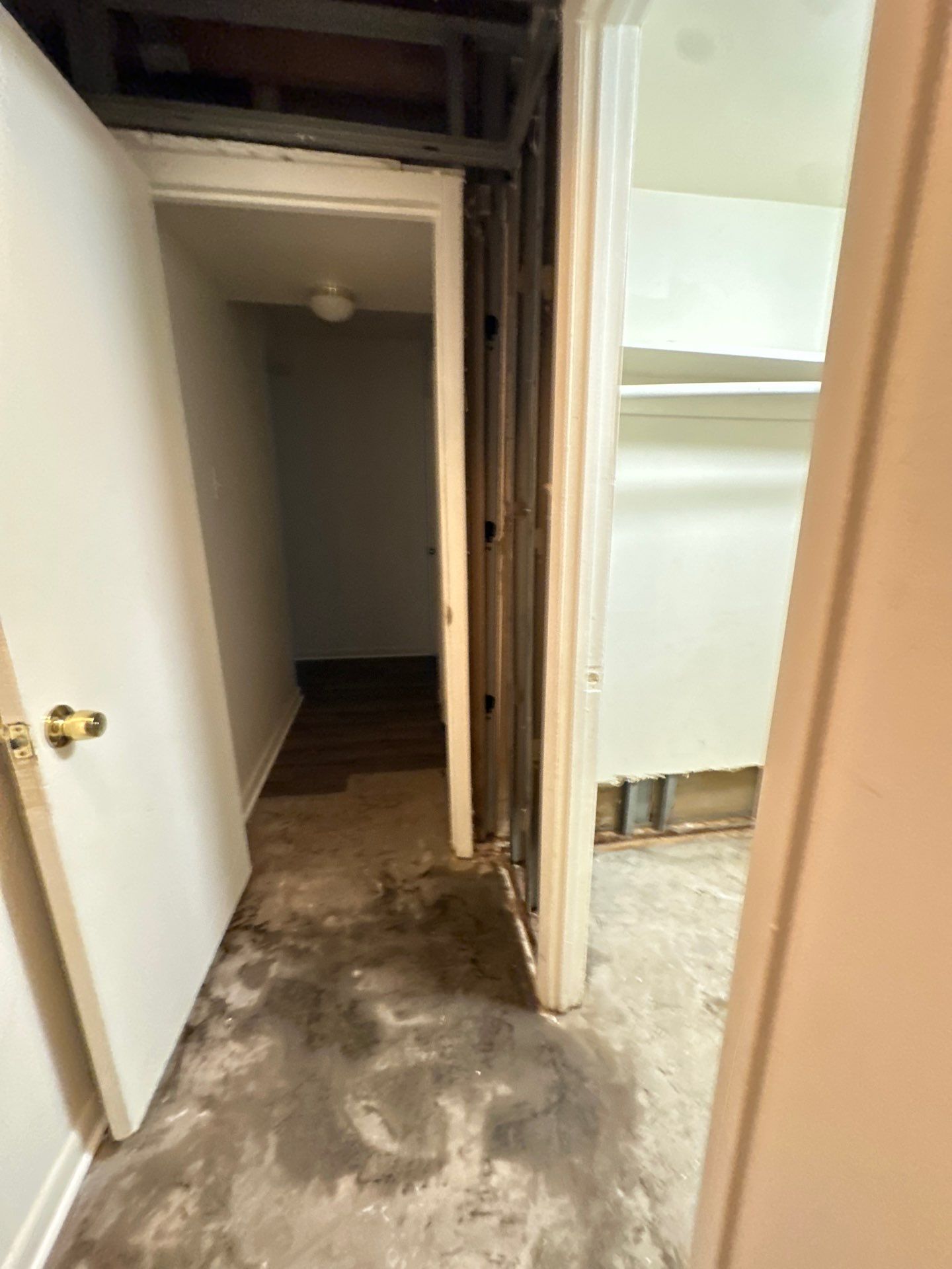 Containment and extraction phase of water damage restoration work in progress.
