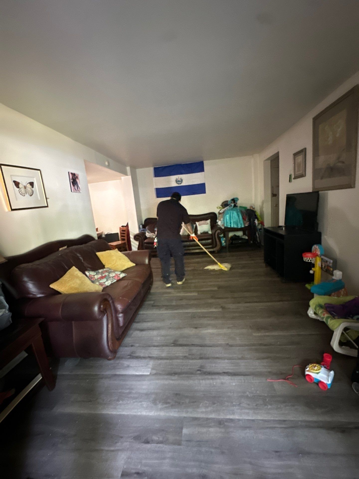 Water-damaged carpet and flooring in Annandale home requiring removal and remediation.