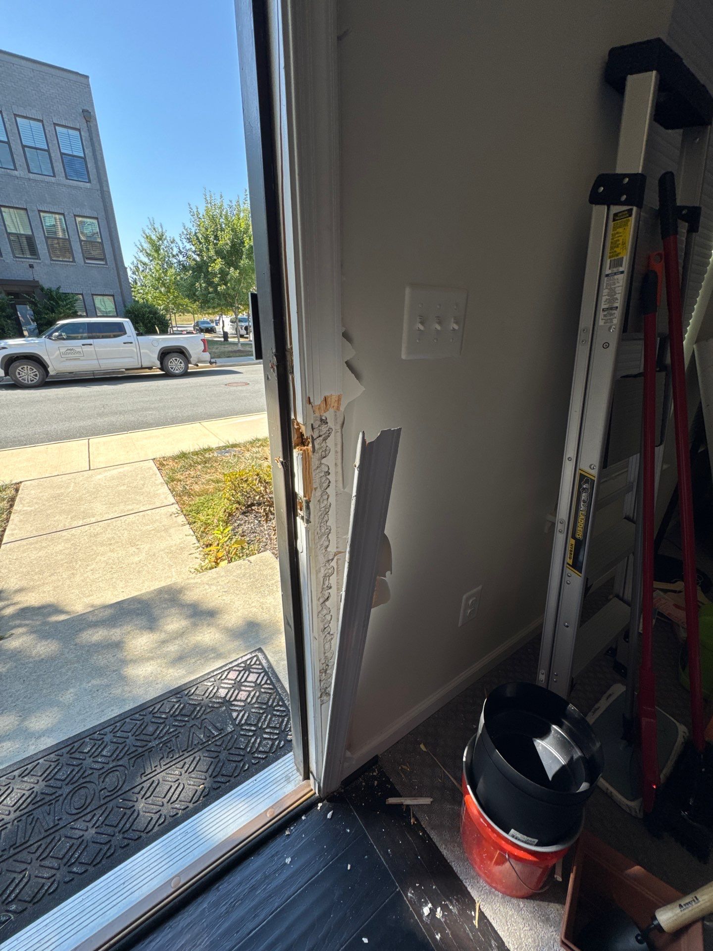 Mid-stage fire restoration work in Ashburn with debris removal and damage containment.