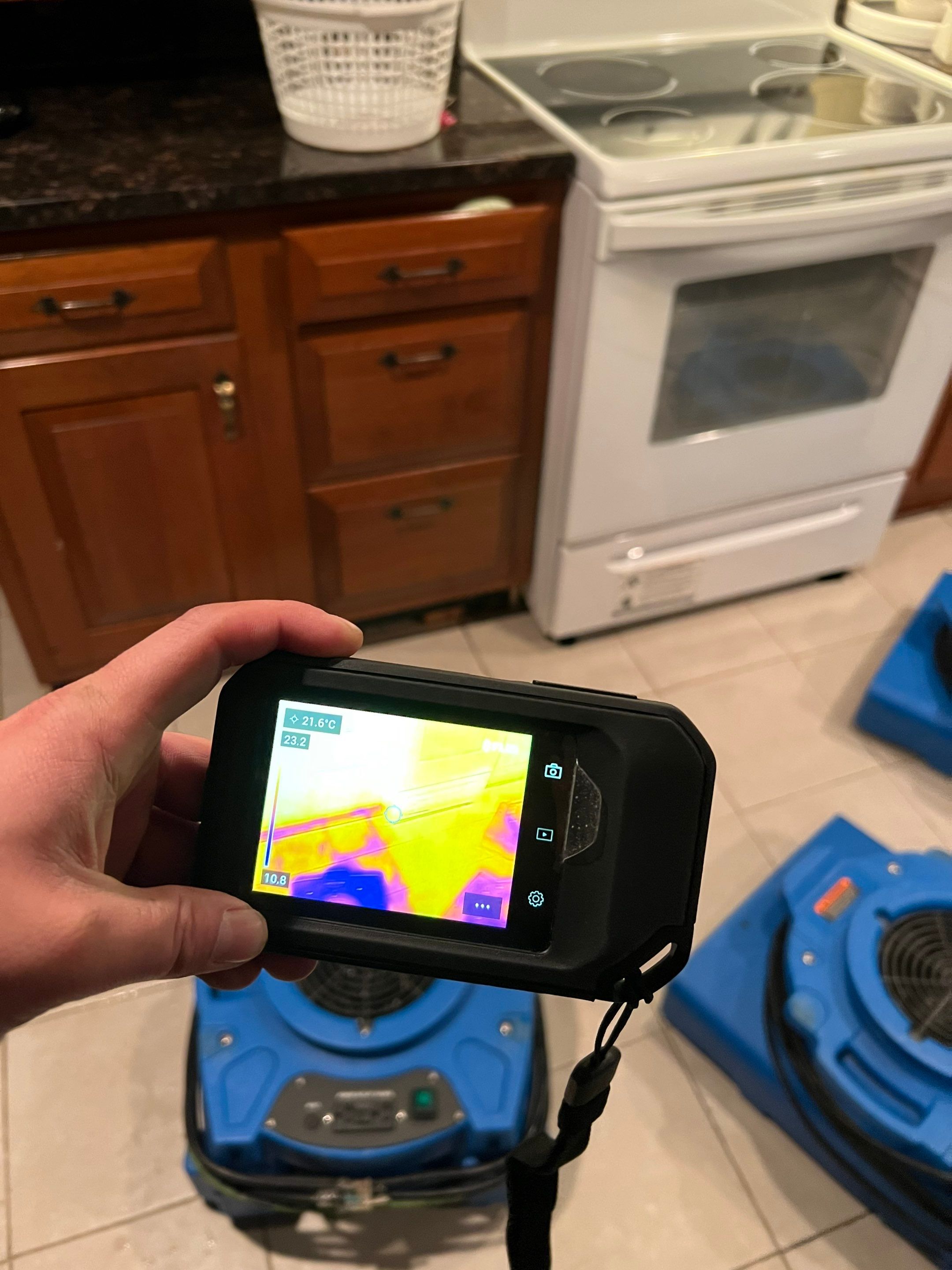 Final moisture verification confirming successful drying and restoration completion.