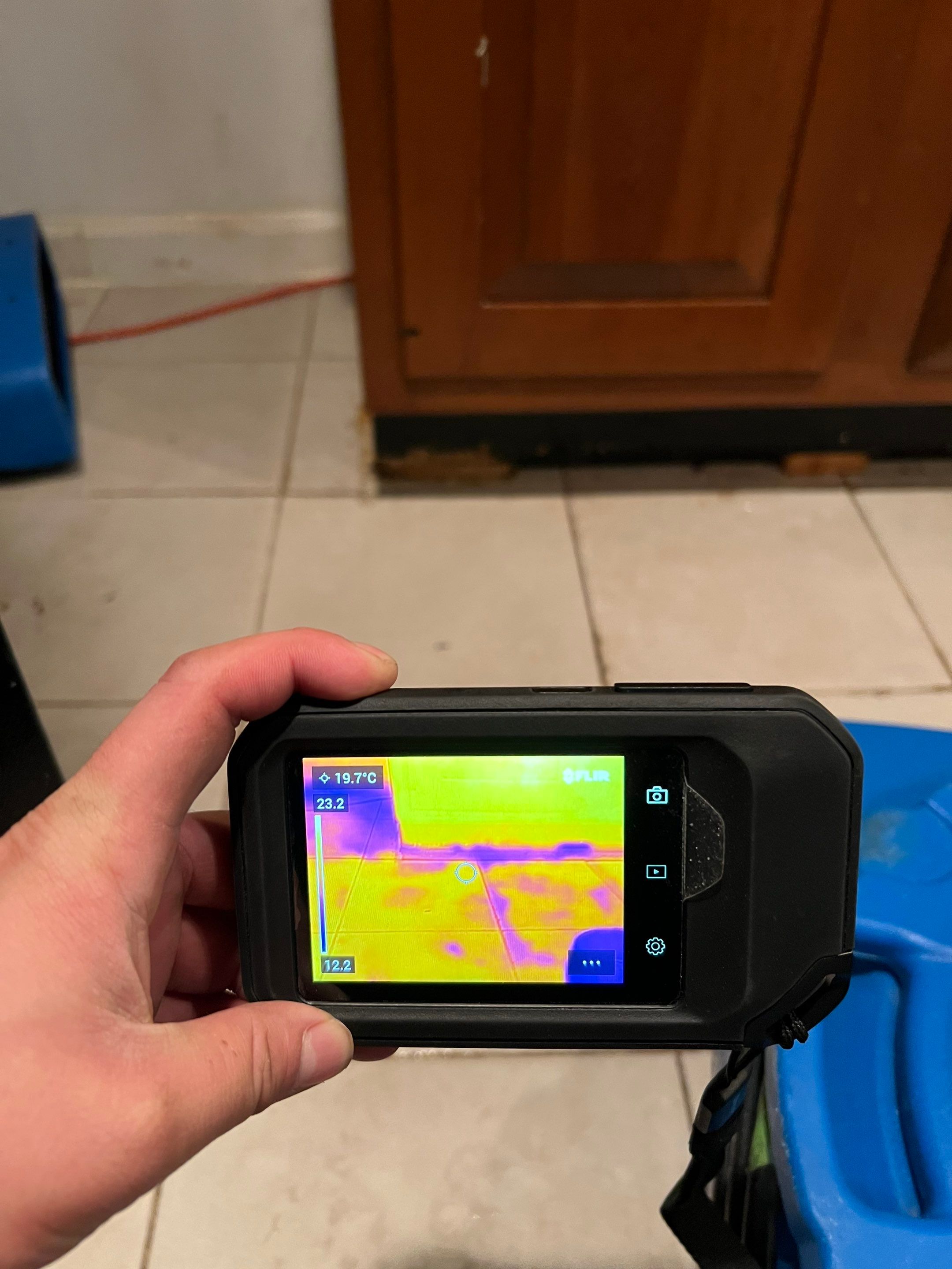 Moisture inspection in progress, mapping affected areas for targeted drying protocol.