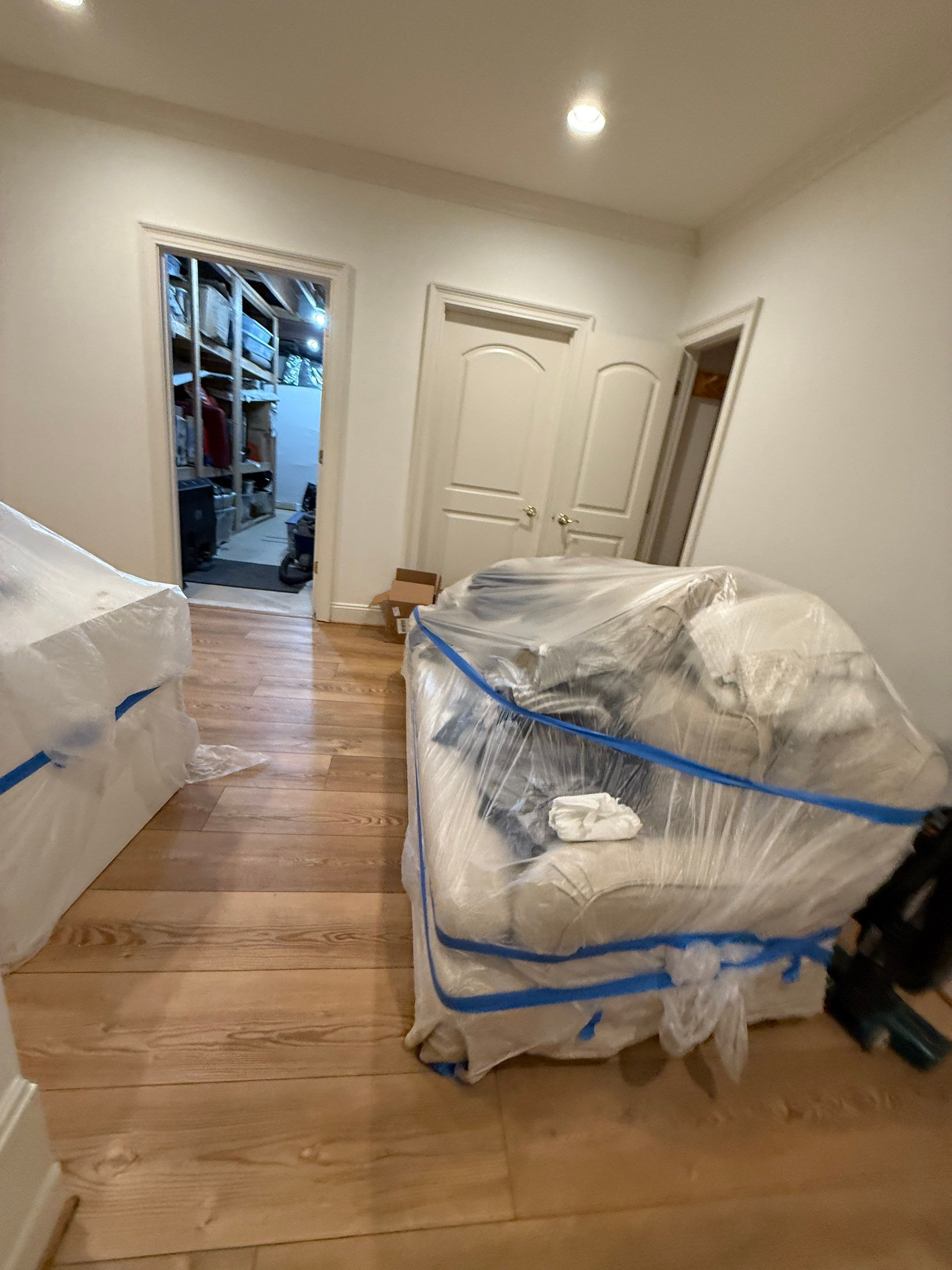 Standing water removal underway during mold remediation in Great Falls, initial extraction phase.