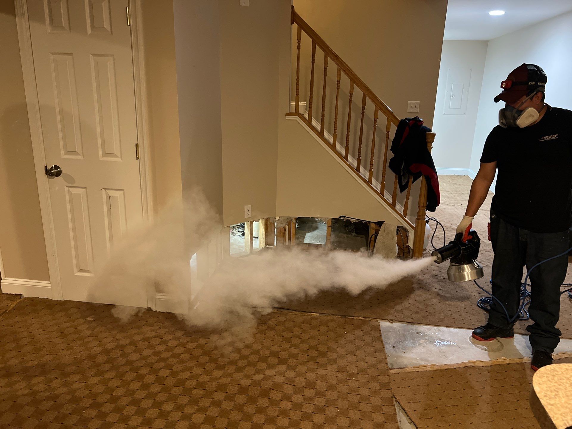 Final inspection of dried flooring after water damage restoration and dehumidification work complete.