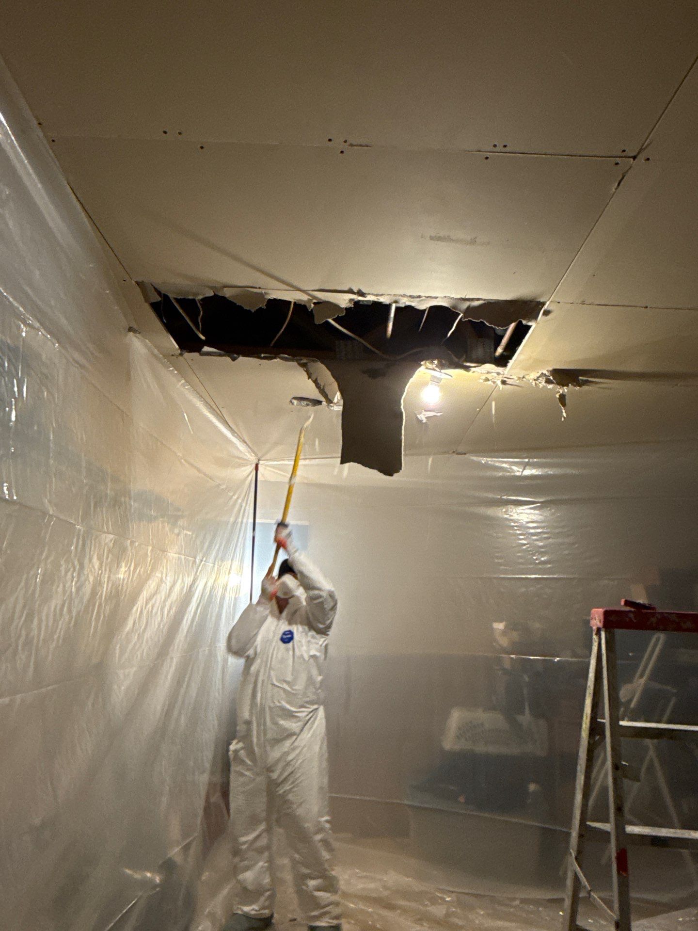 Moisture monitoring during active drying stage of Leesburg mold remediation project.