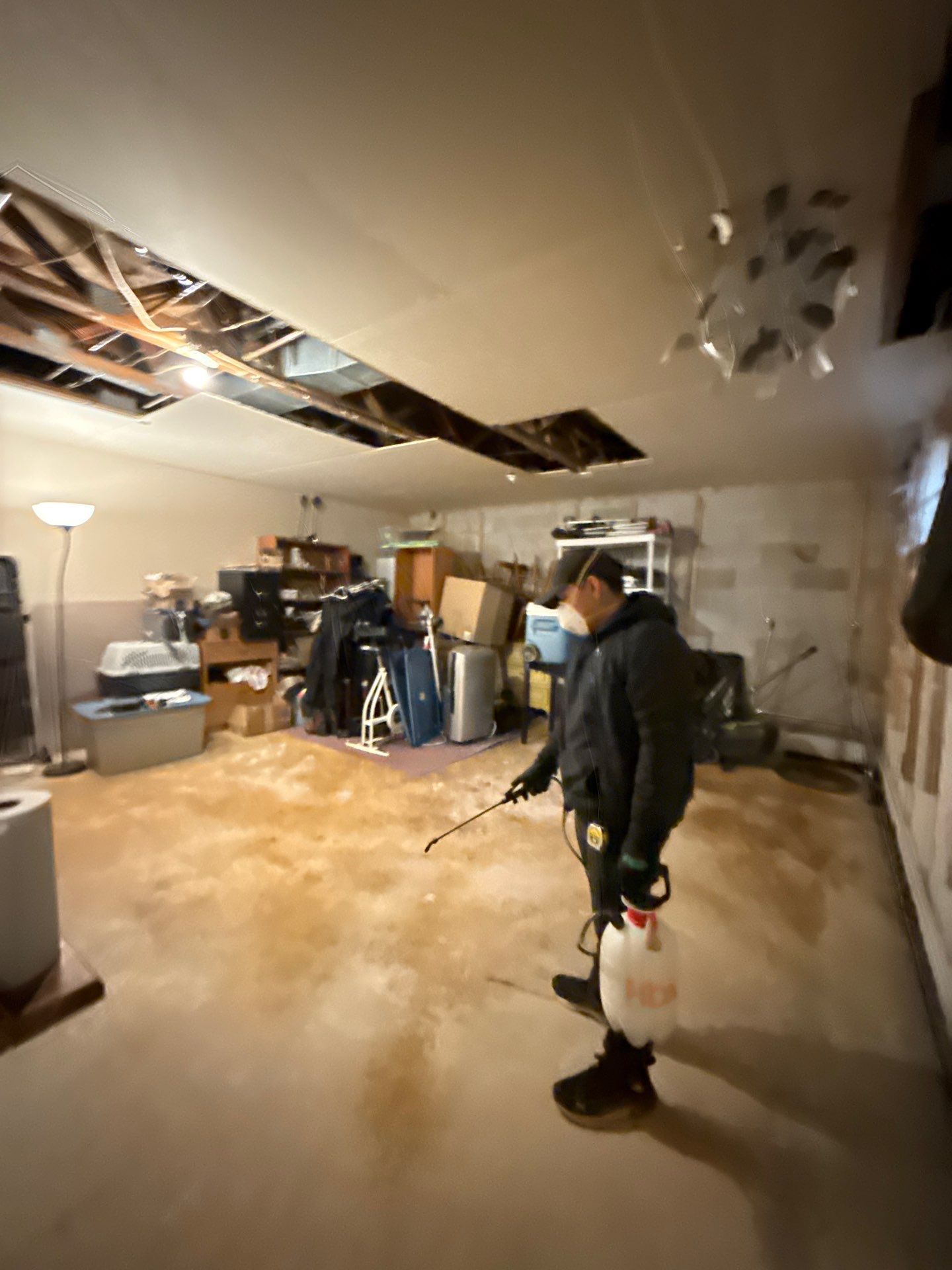 Containment removed and structural drying concluded following mold remediation.