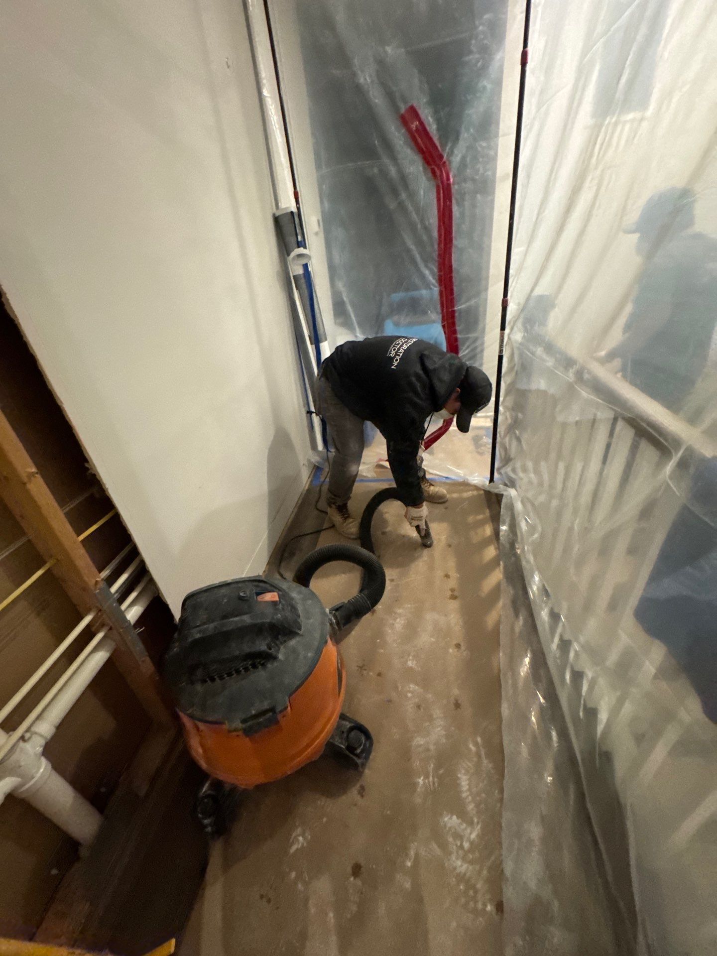 Restored ceiling and dried, sanitized space following completion of mold remediation in Reston.