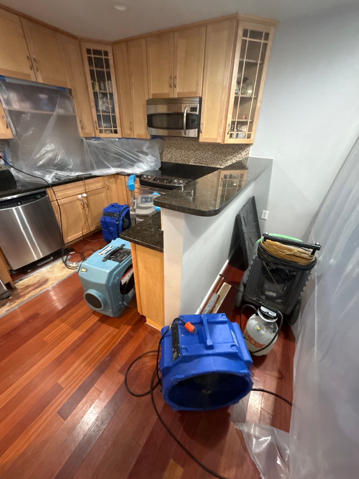 Completed wall replacement and final drying verification in Arlington.