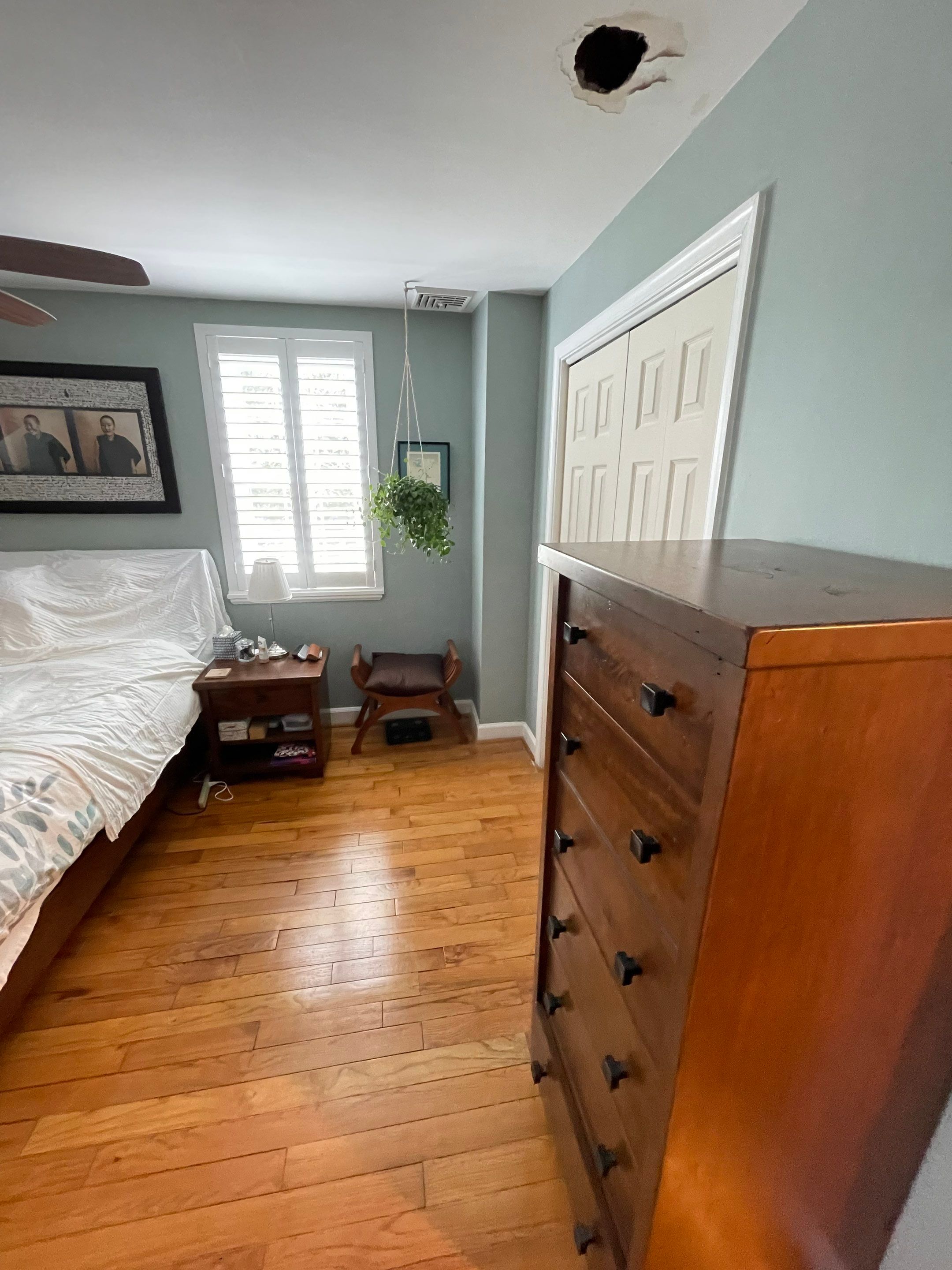 Final stage of Arlington water damage restoration with flooring remediation and equipment removal complete.