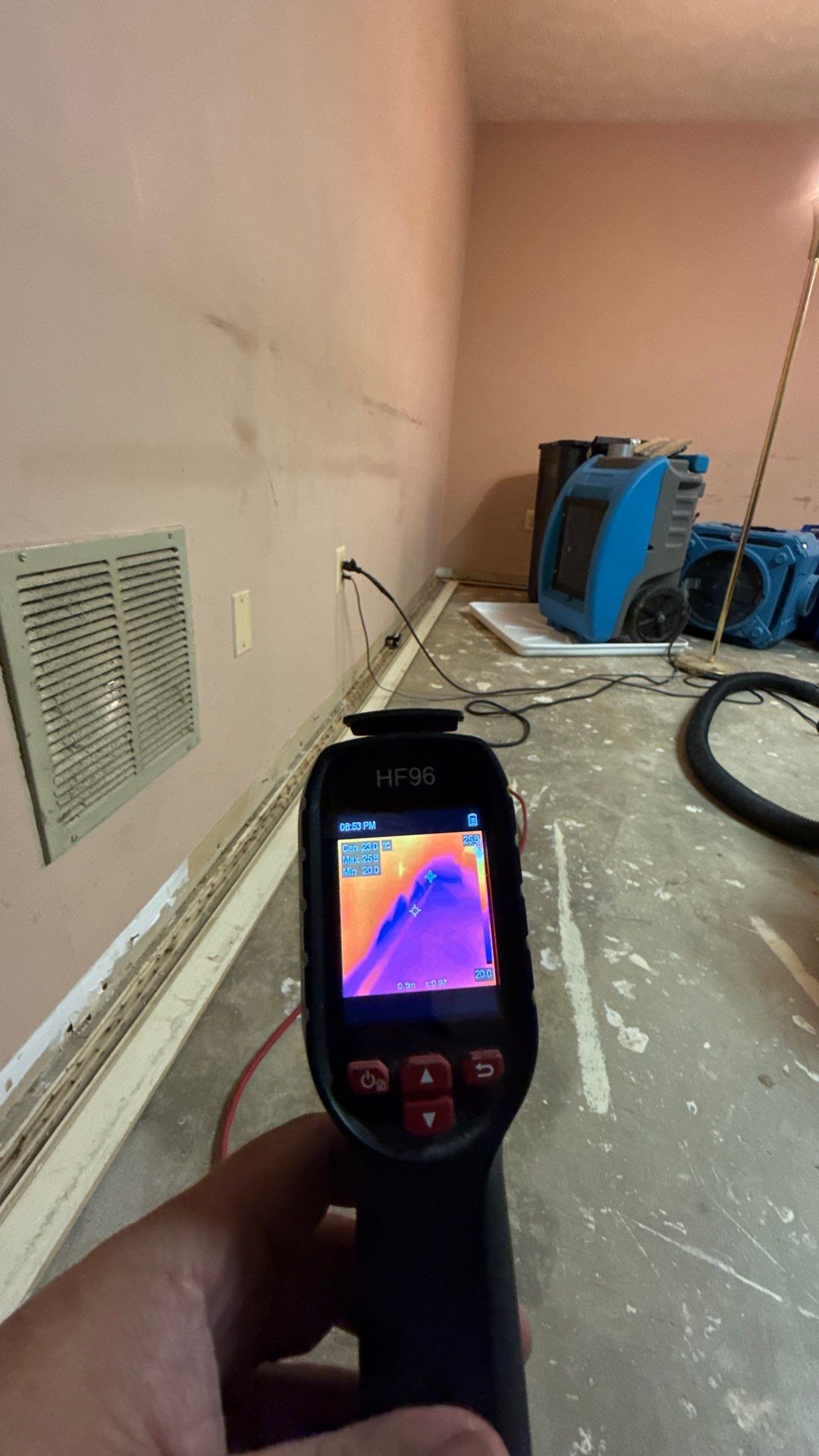 Dehumidification equipment positioned to dry affected areas in Centreville water damage job.