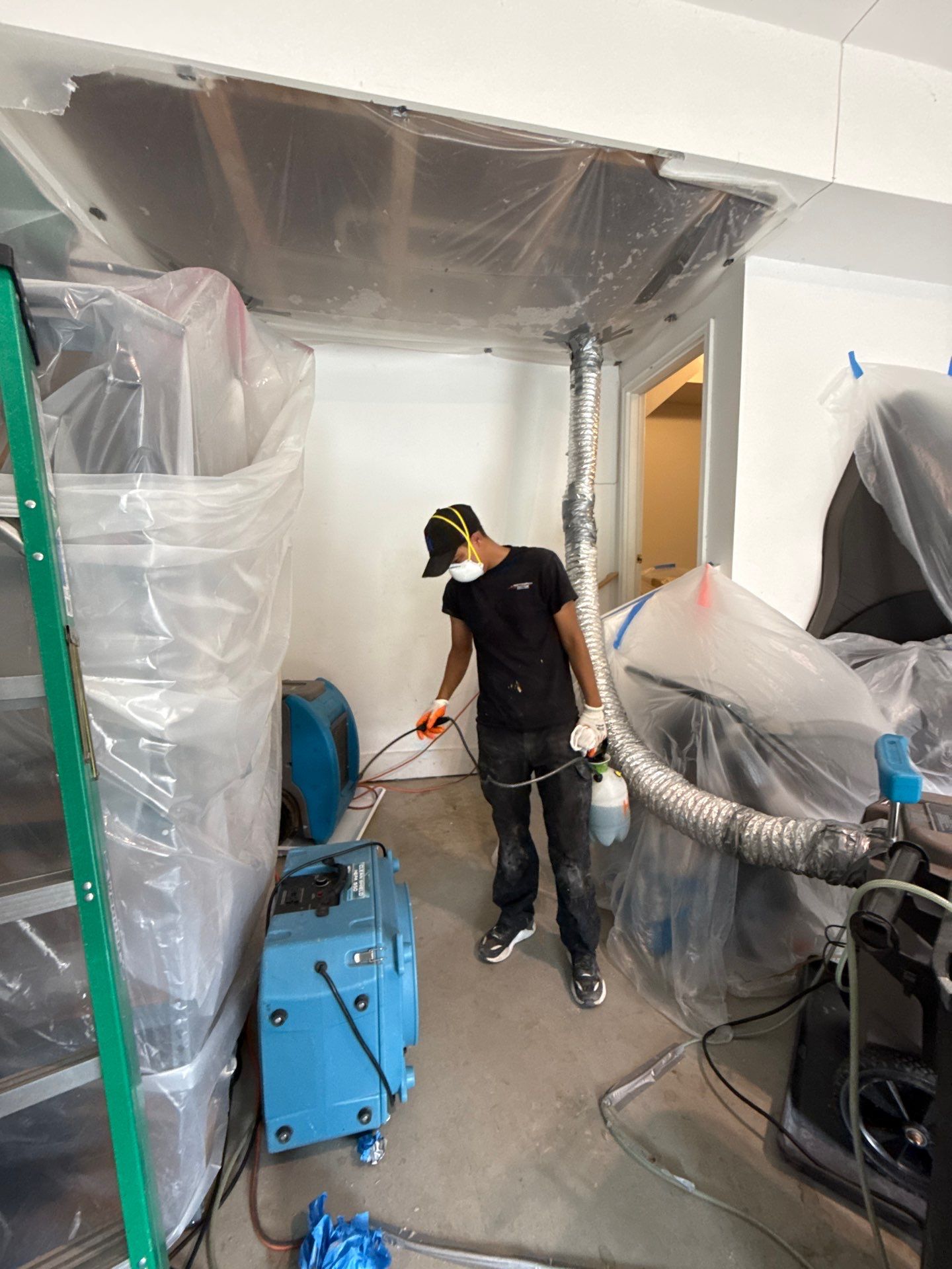 Thermal imaging verifies moisture reduction as remediation advances.