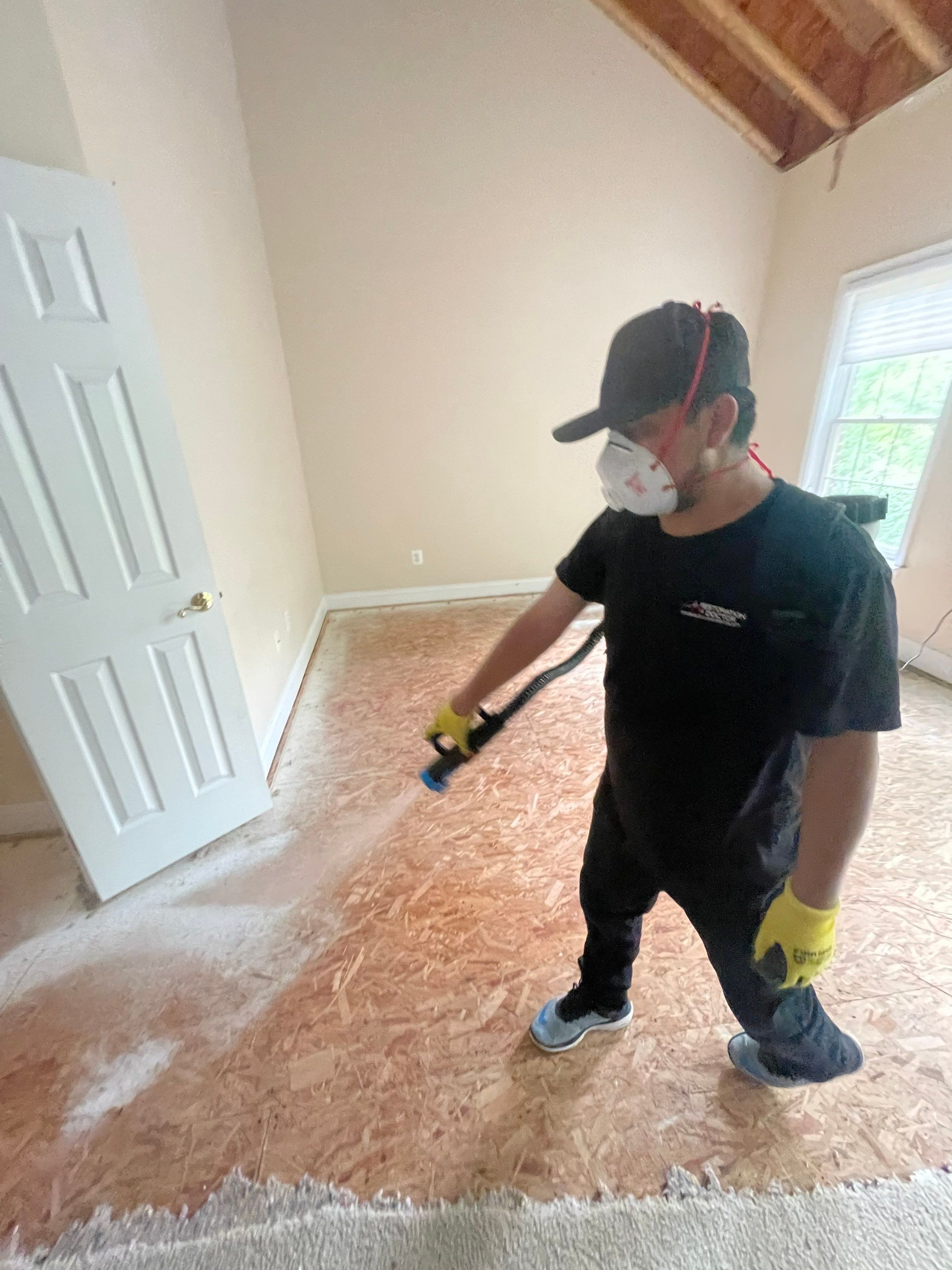 Sanitizing and antimicrobial treatment applied to affected surfaces.