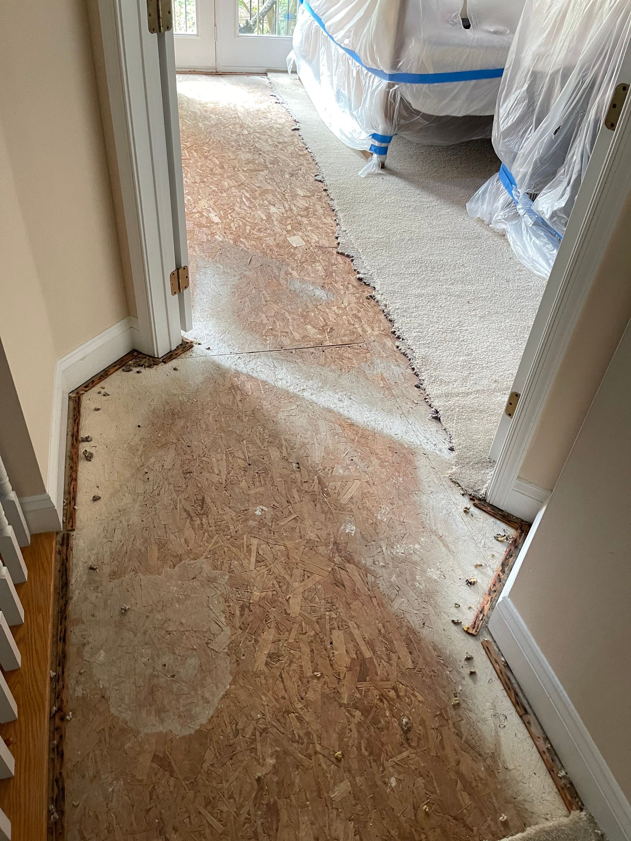 Containment and extraction setup during water damage restoration in Arlington.