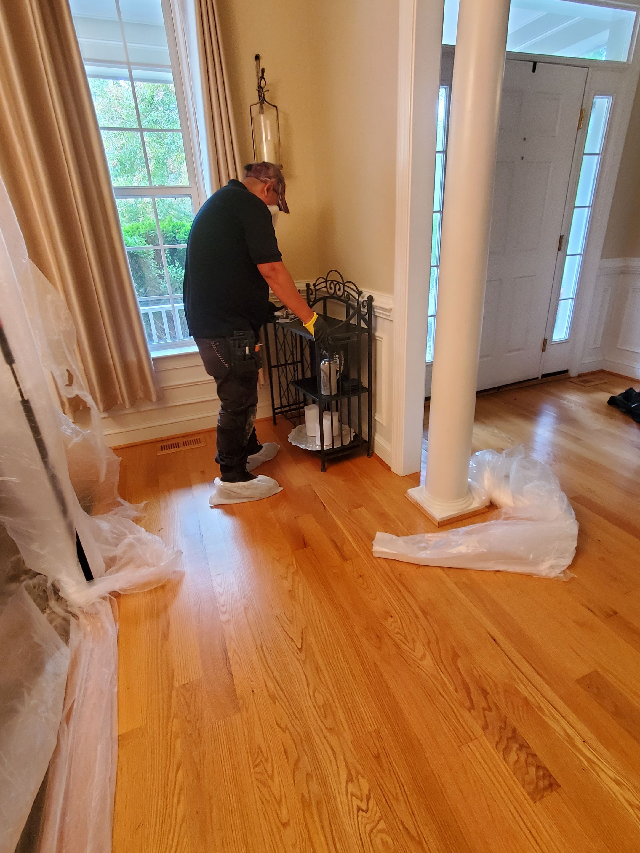 Thermal imaging camera documenting moisture patterns in ceiling during water damage inspection in Manassas.