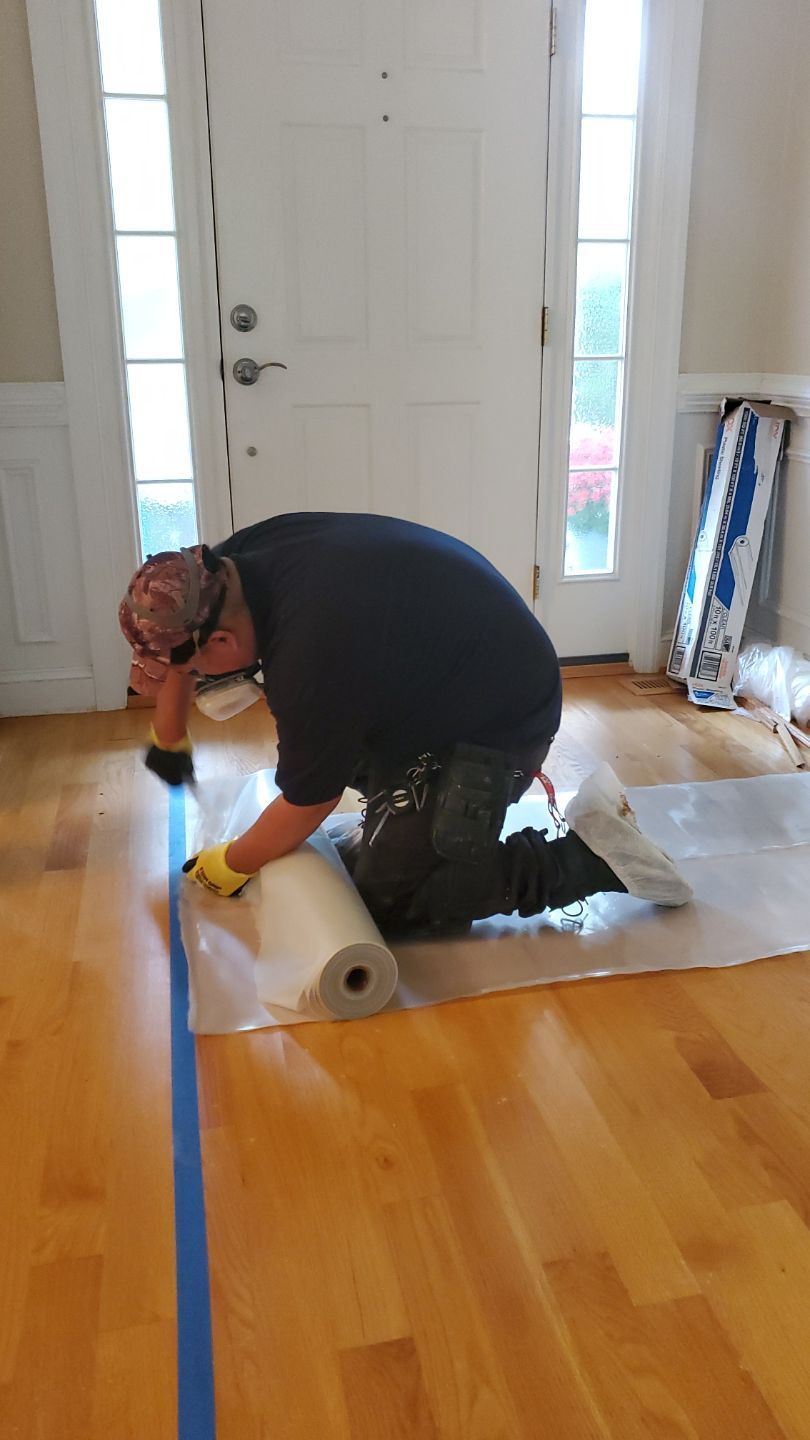 Repaired ceiling and flooring reinstalled after water damage restoration in Manassas completed.